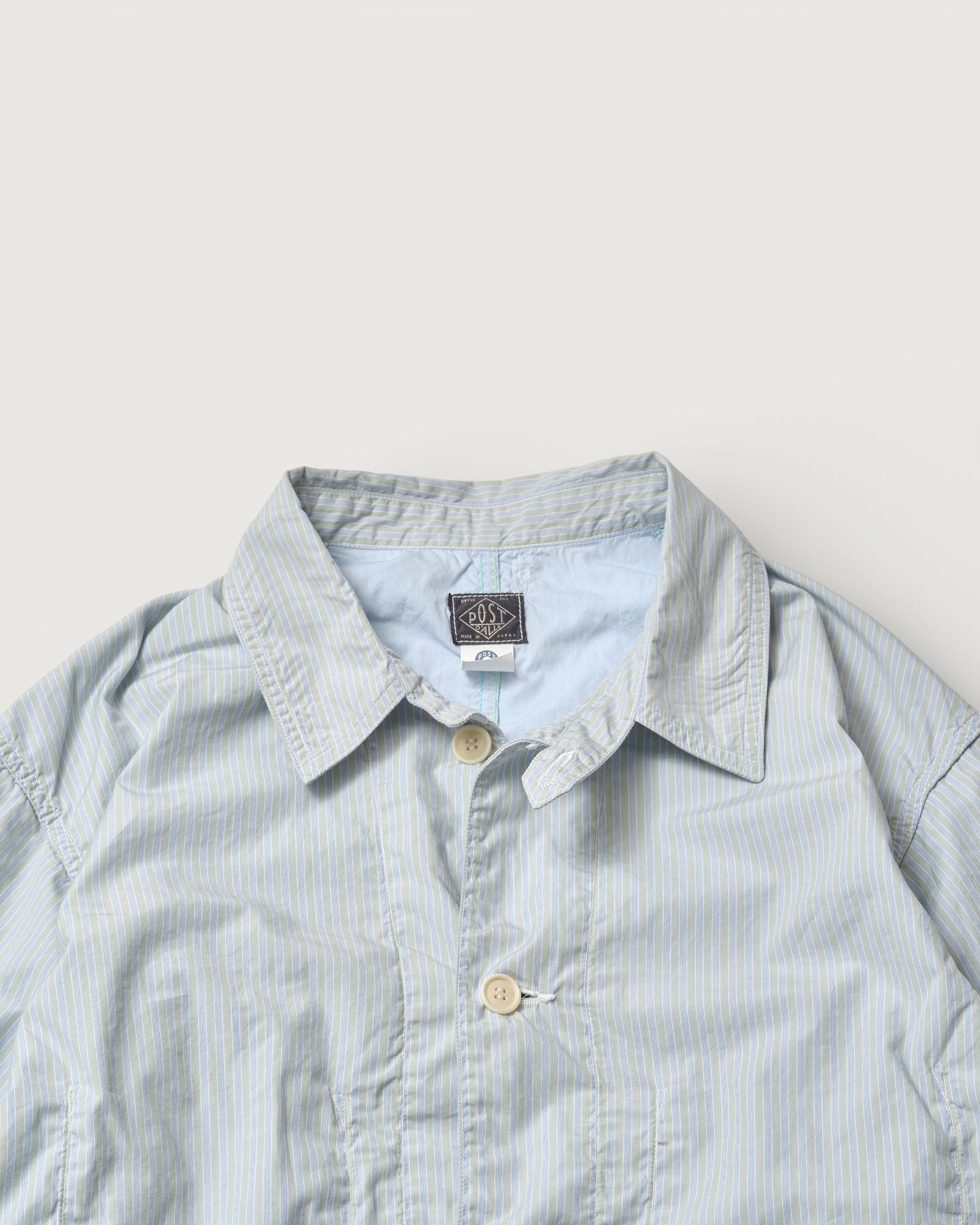 #1101L-SF2 WWII No.1 Jacket : stripe shirting x feather chambray green stripe