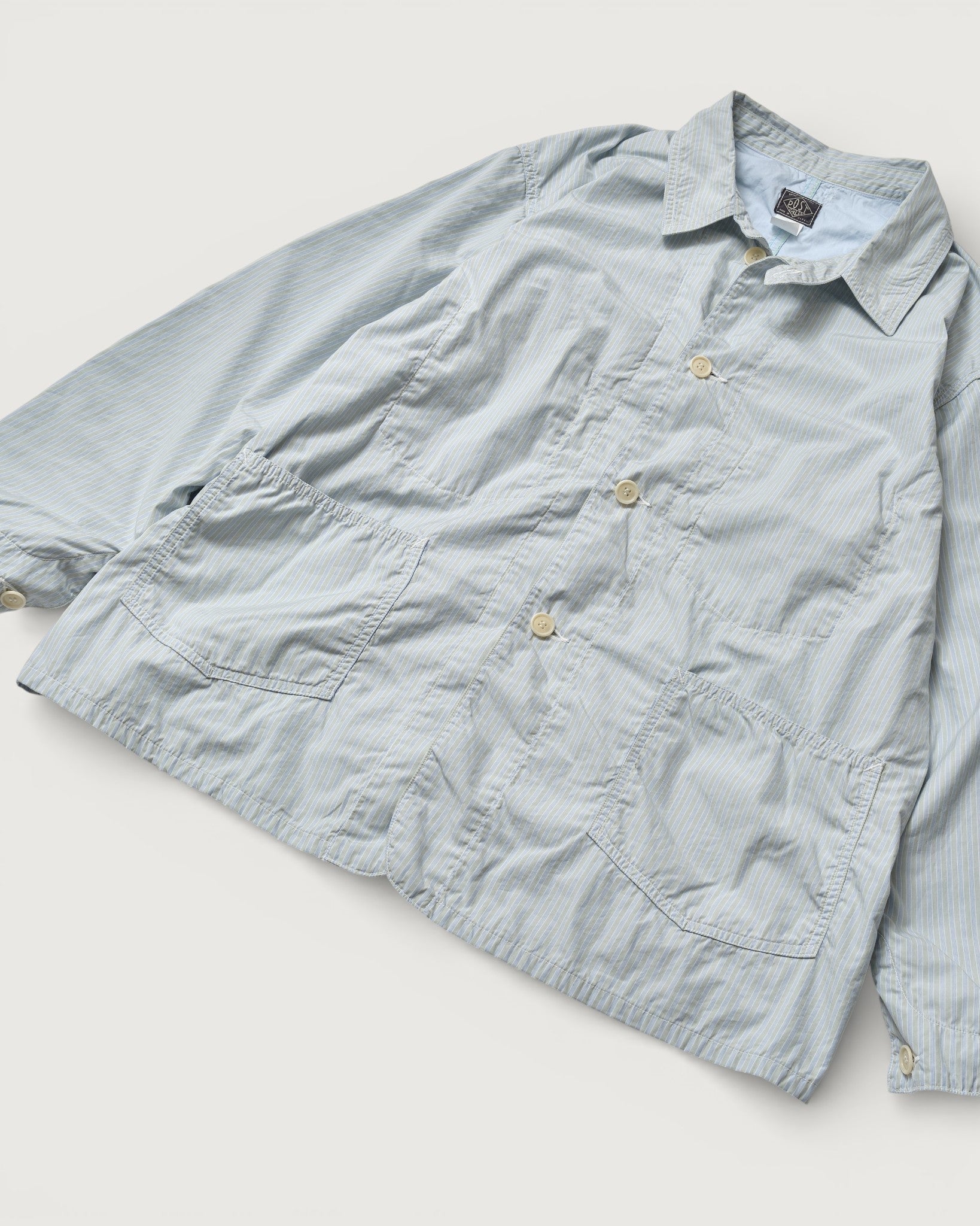 #1101L-SF2 WWII No.1 Jacket : stripe shirting x feather chambray green stripe