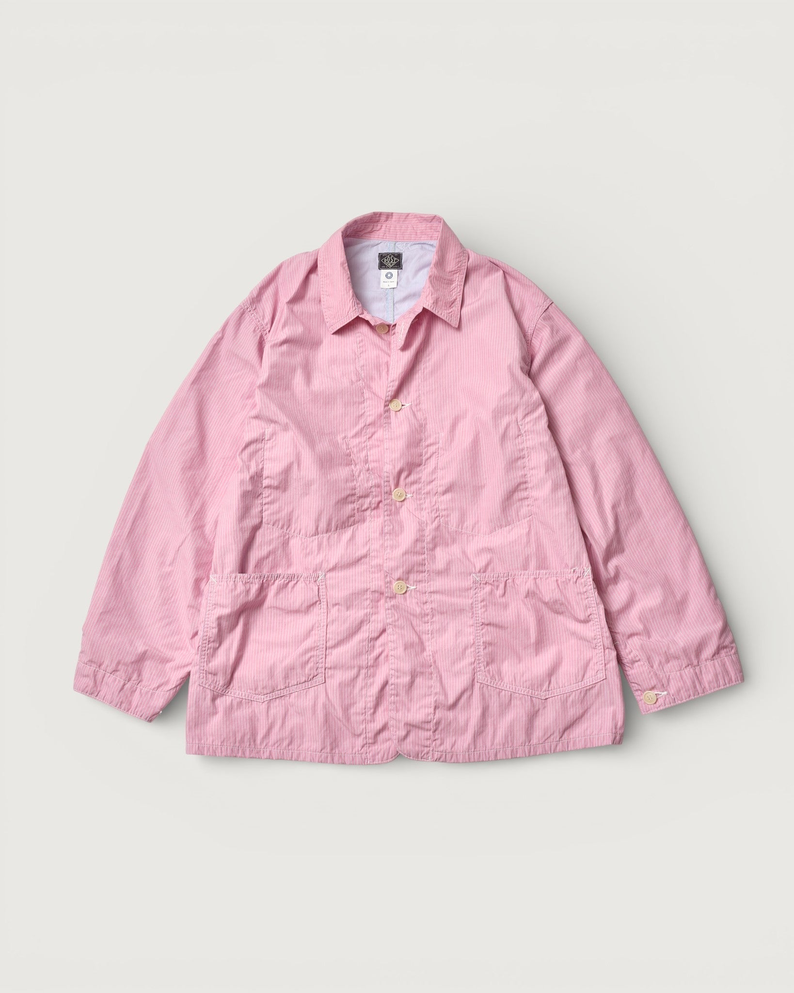1101L-SF3 WWII No.1 Jacket : stripe shirting x feather chambray pink