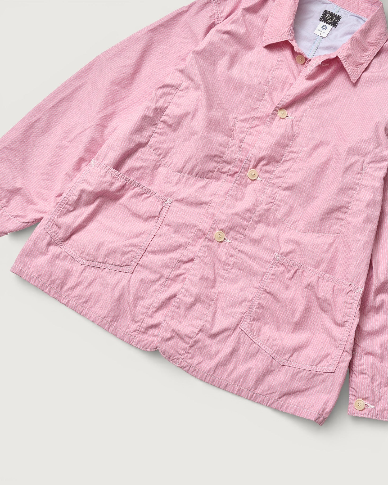 #1101L-SF3 WWII No.1 Jacket : stripe shirting x feather chambray pink stripe