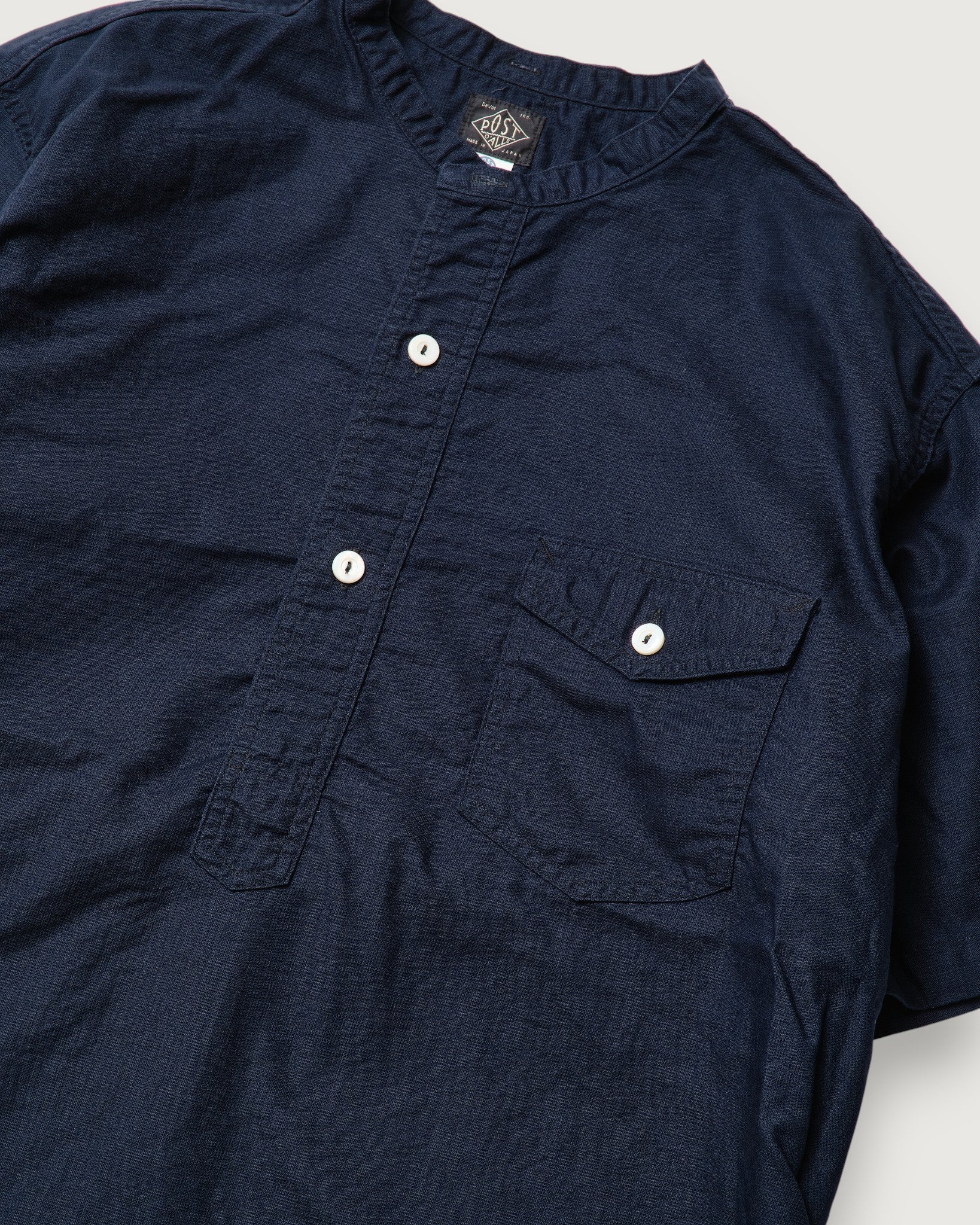 #3213SB-PCN NAVY CUT~Band S/S : Panama cloth navy