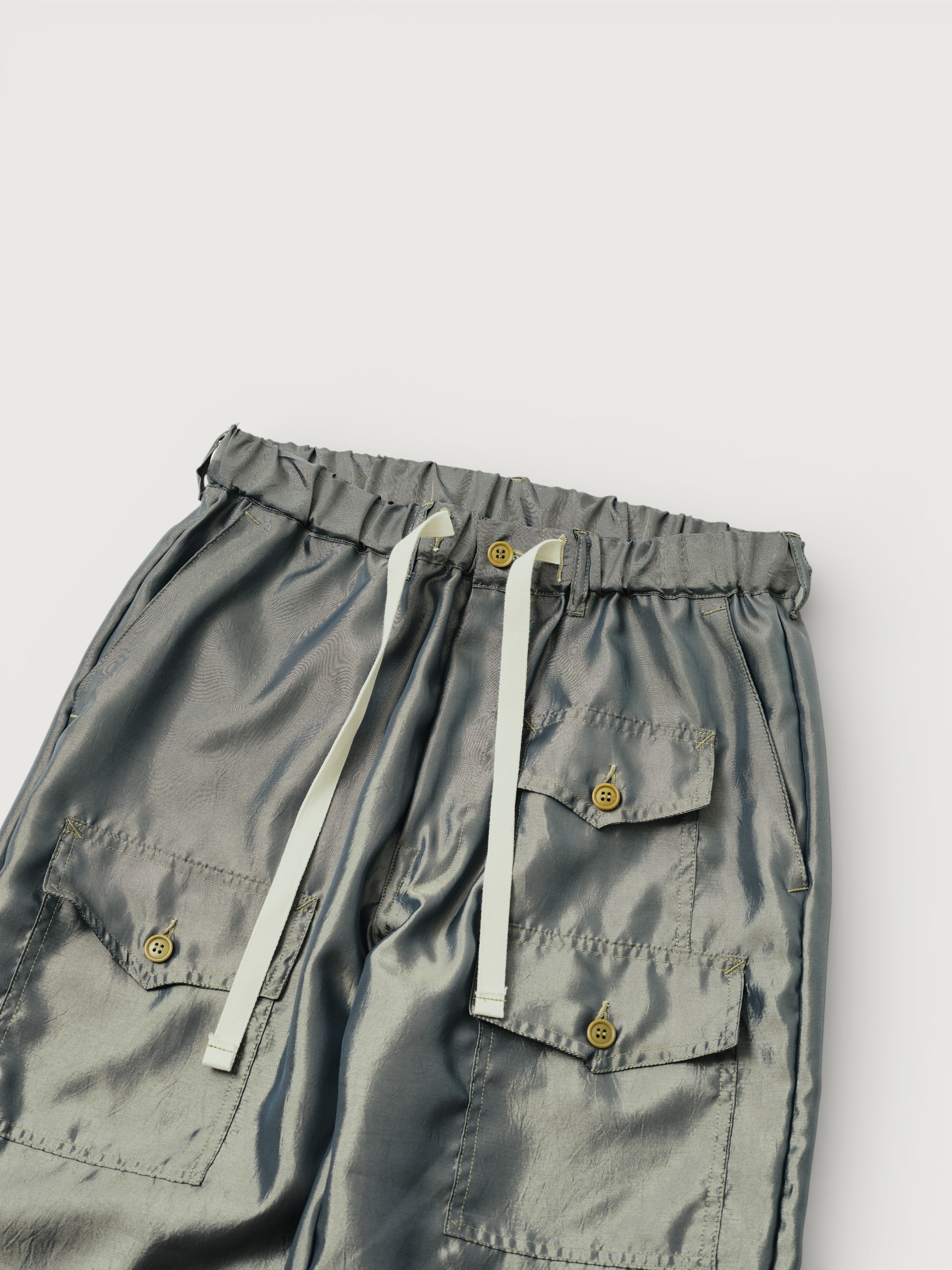 #3322-MK Town & Country Pants : metallic taffeta khaki