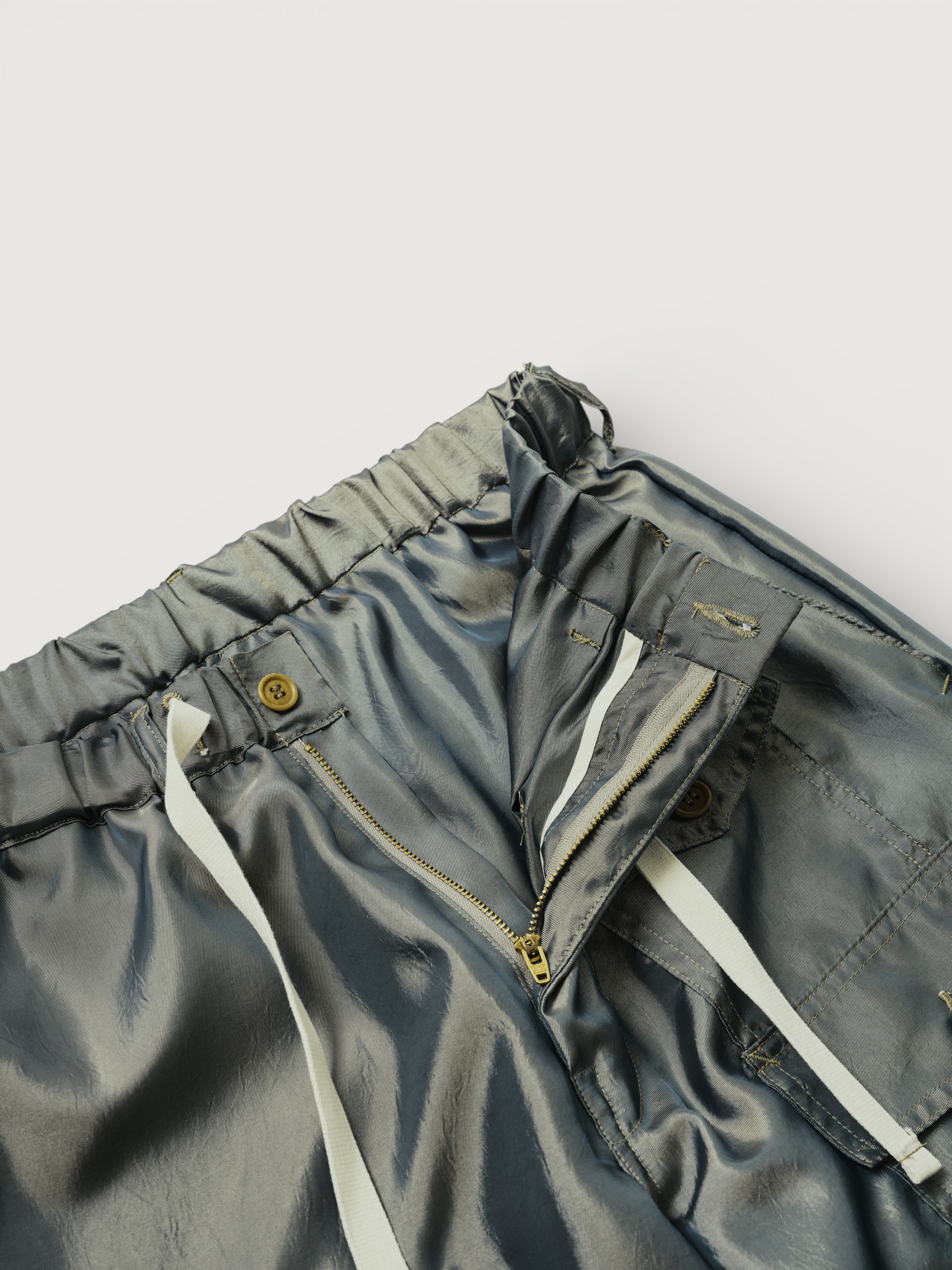 #3322-MK Town & Country Pants : metallic taffeta khaki