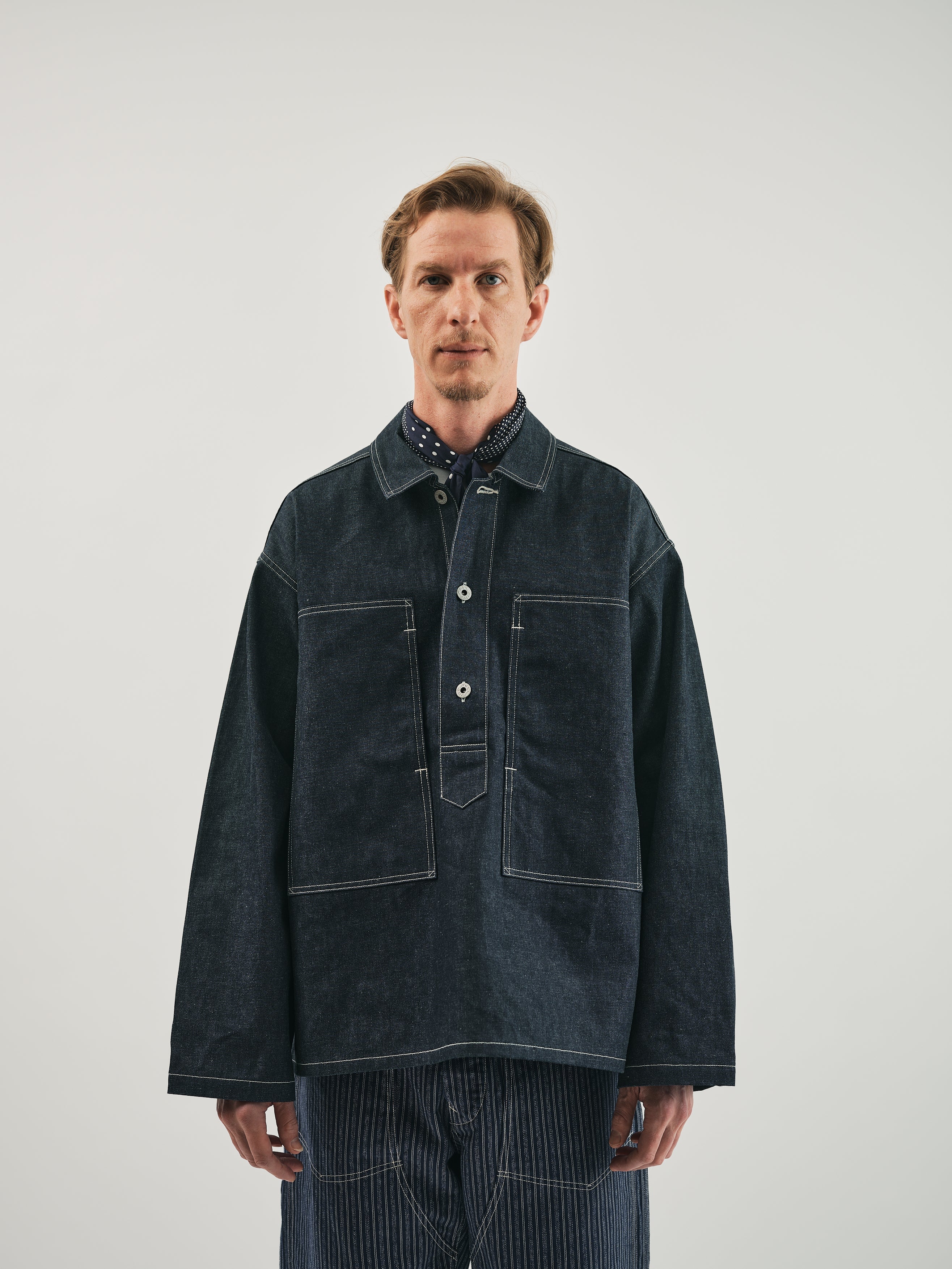 #1204-01 ARMY Shirt : 10 oz.denim indigo rigid