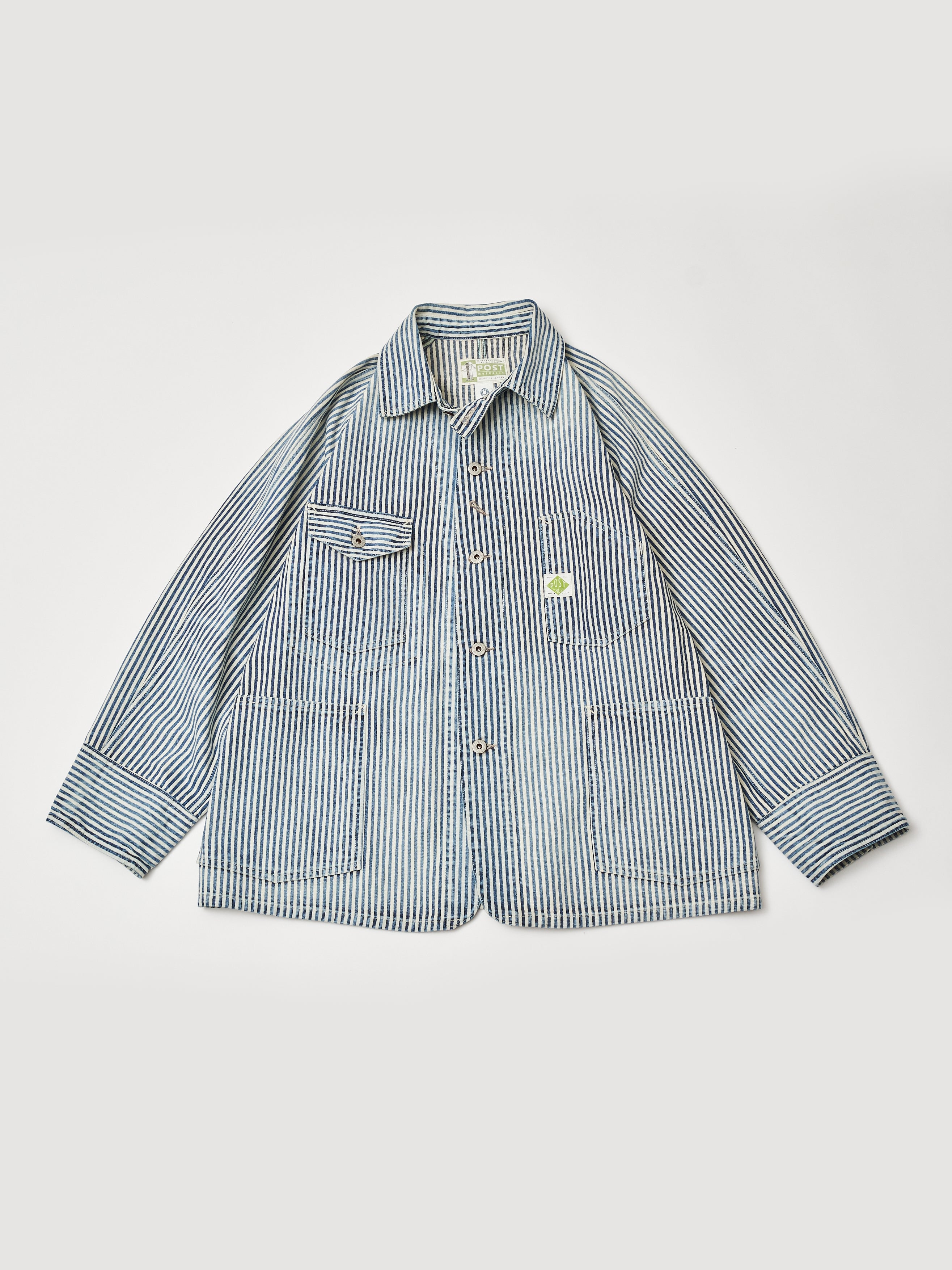 #1102-03W Engineers' Jacket : hickory stripe indigo worn wash
