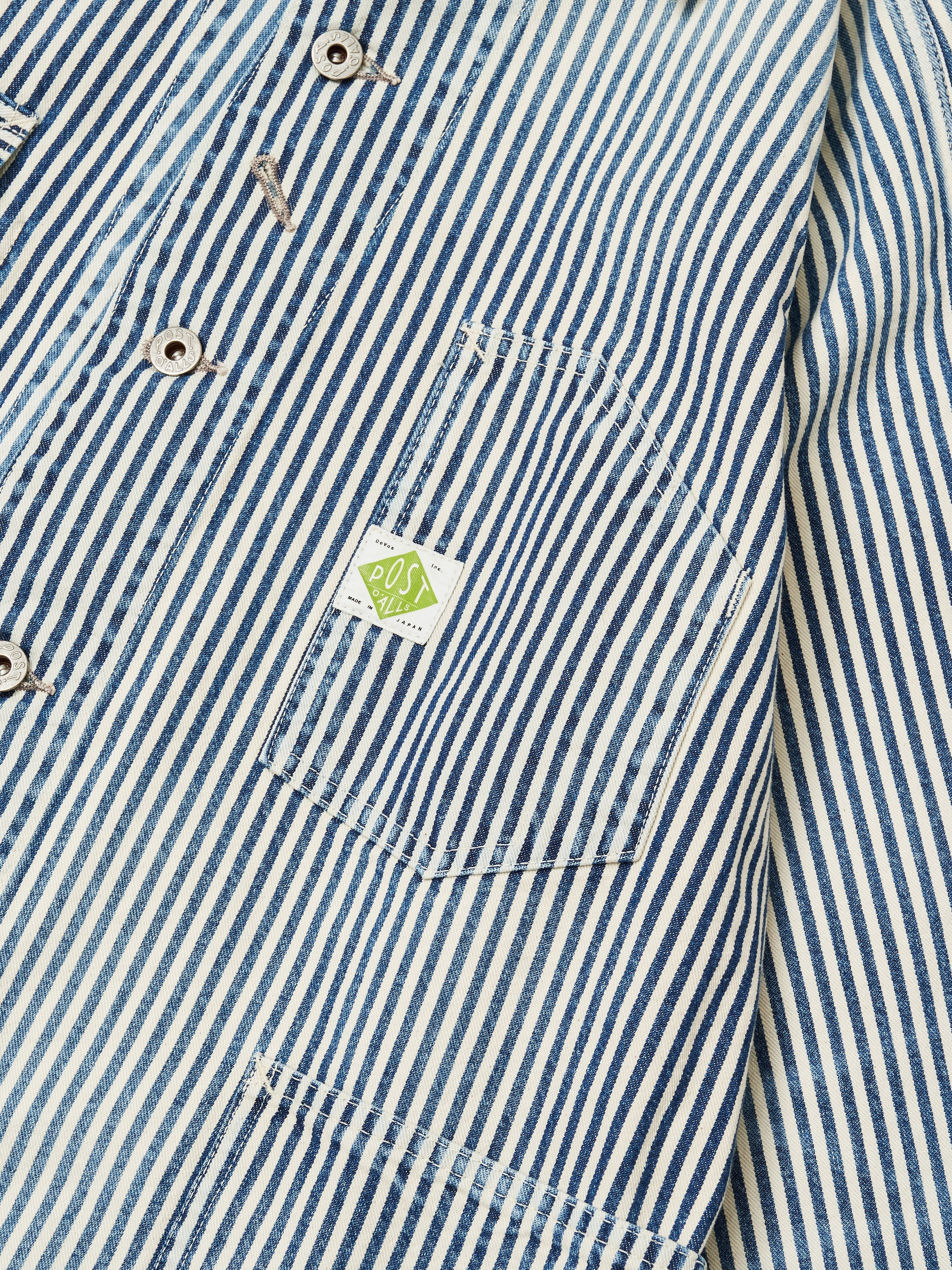 #1102-03W Engineers' Jacket : hickory stripe indigo worn wash