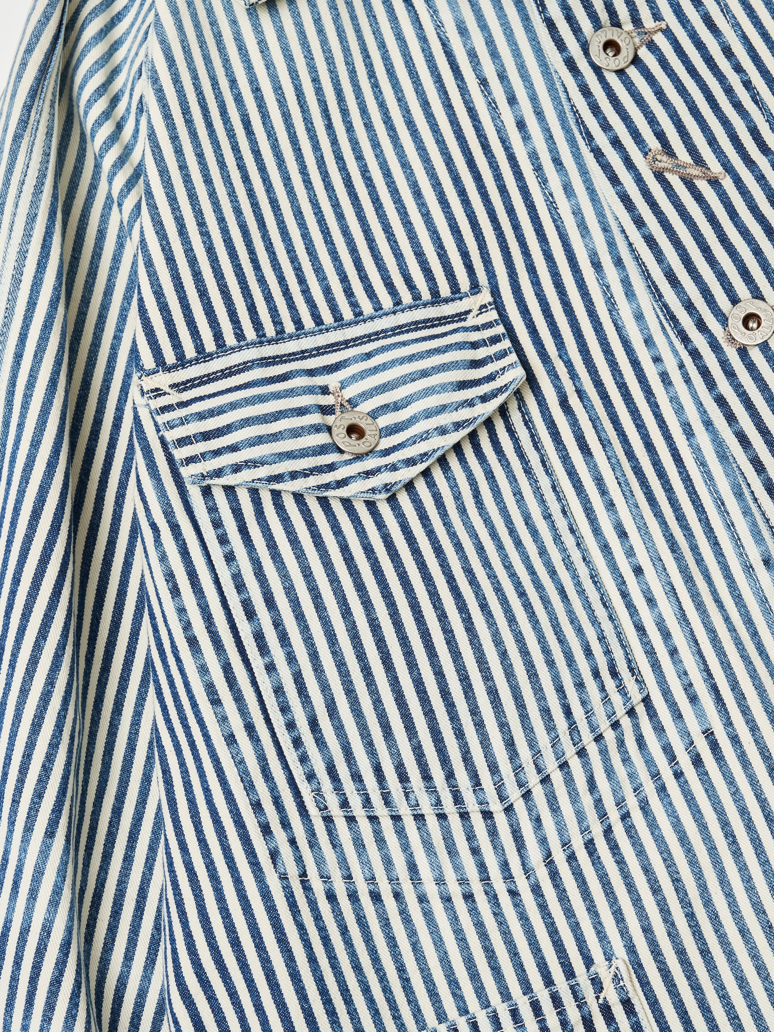 #1102-03W Engineers' Jacket : hickory stripe indigo worn wash