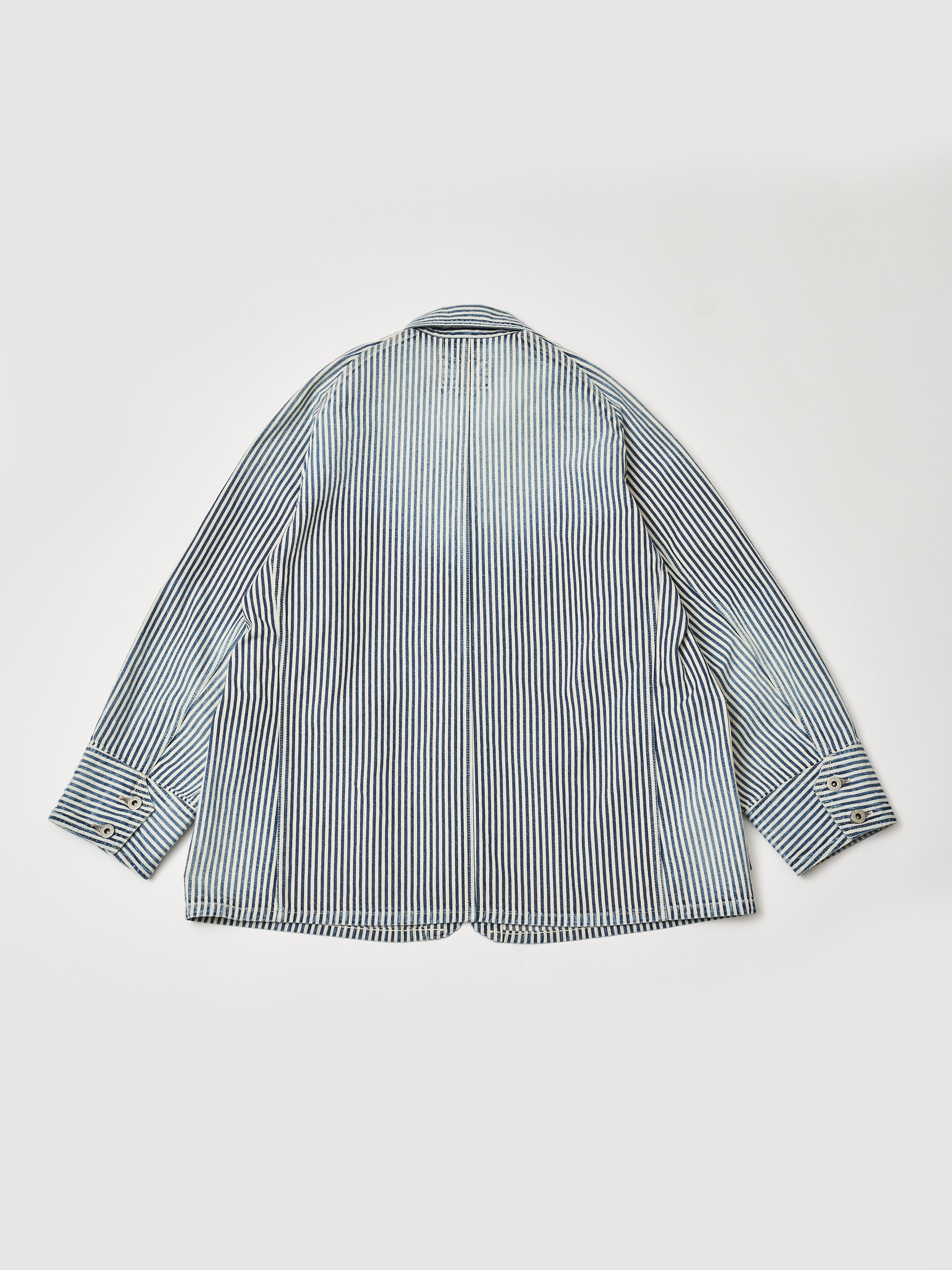 #1102-03W Engineers' Jacket : hickory stripe indigo worn wash