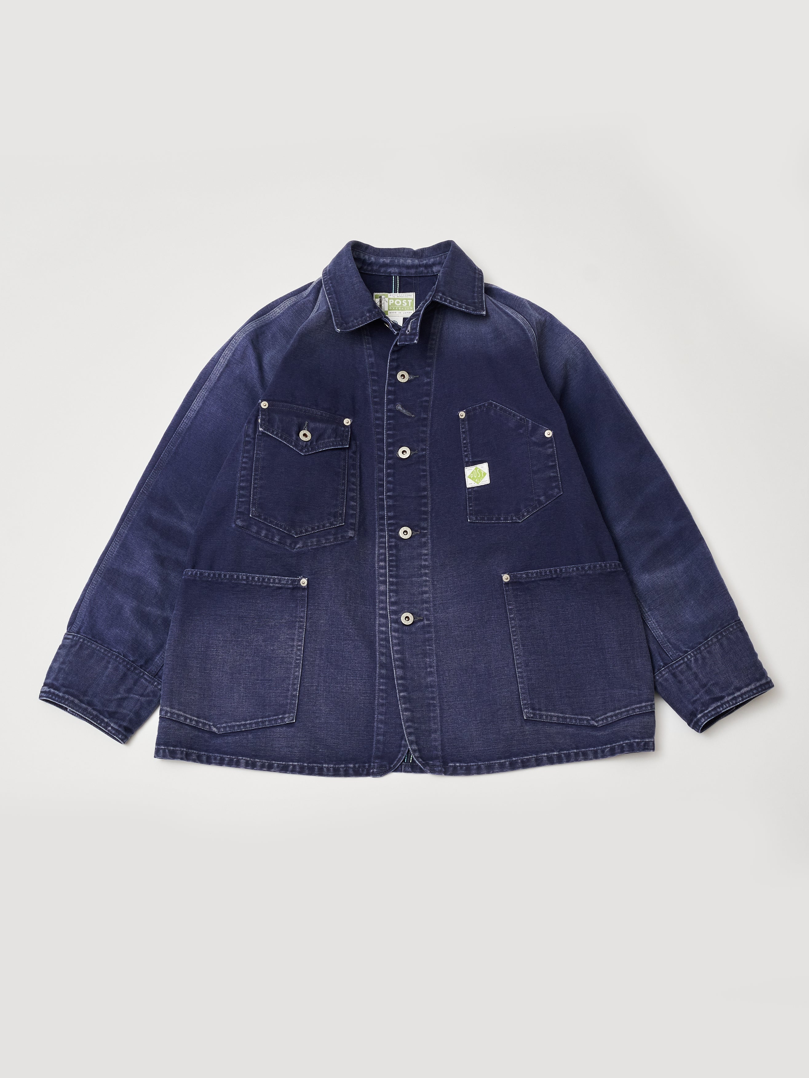 #1102-CN Engineers' Jacket : vintage canvas navy bio stone wash