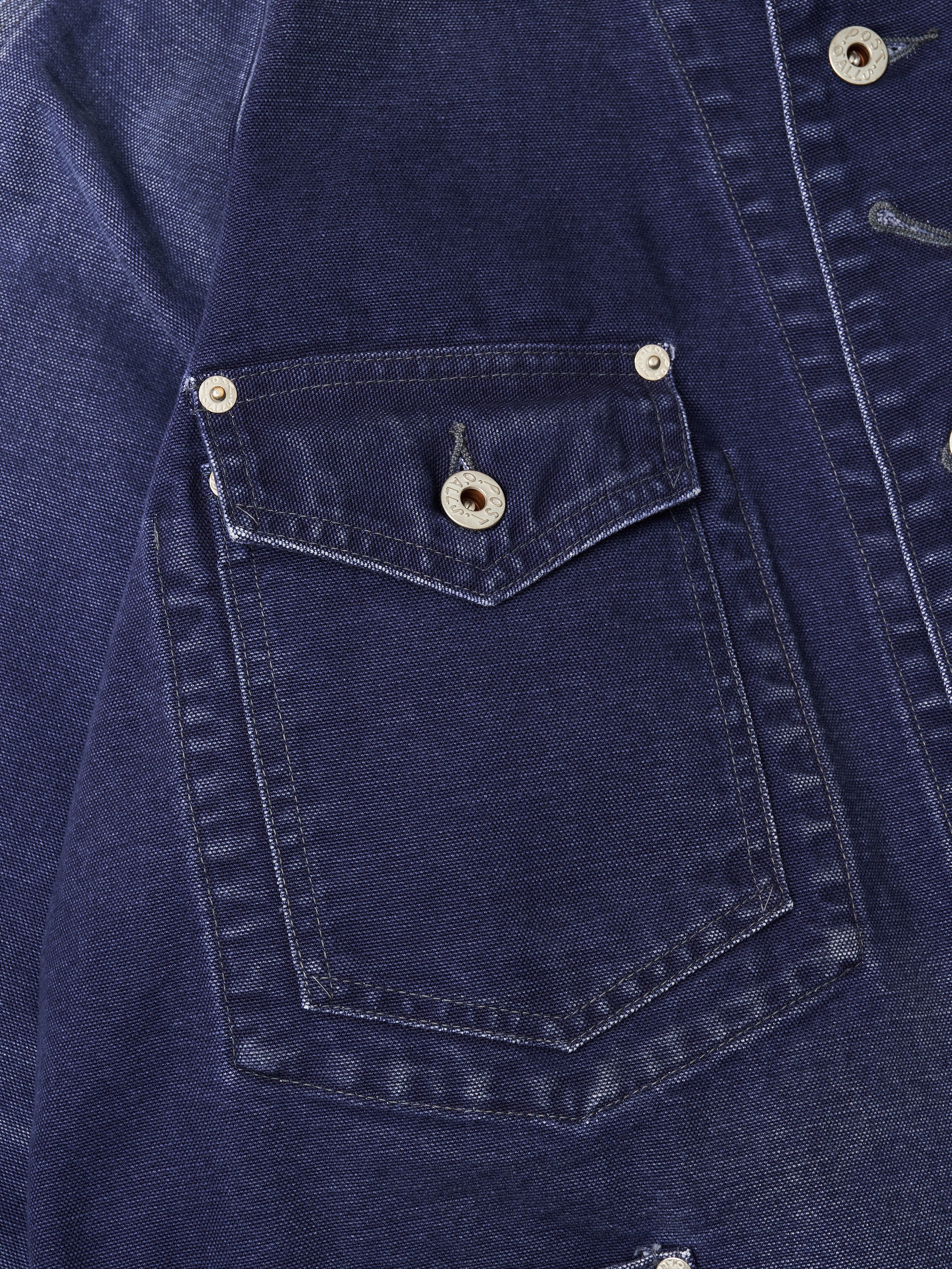 #1102-CN Engineers' Jacket : vintage canvas navy bio stone wash