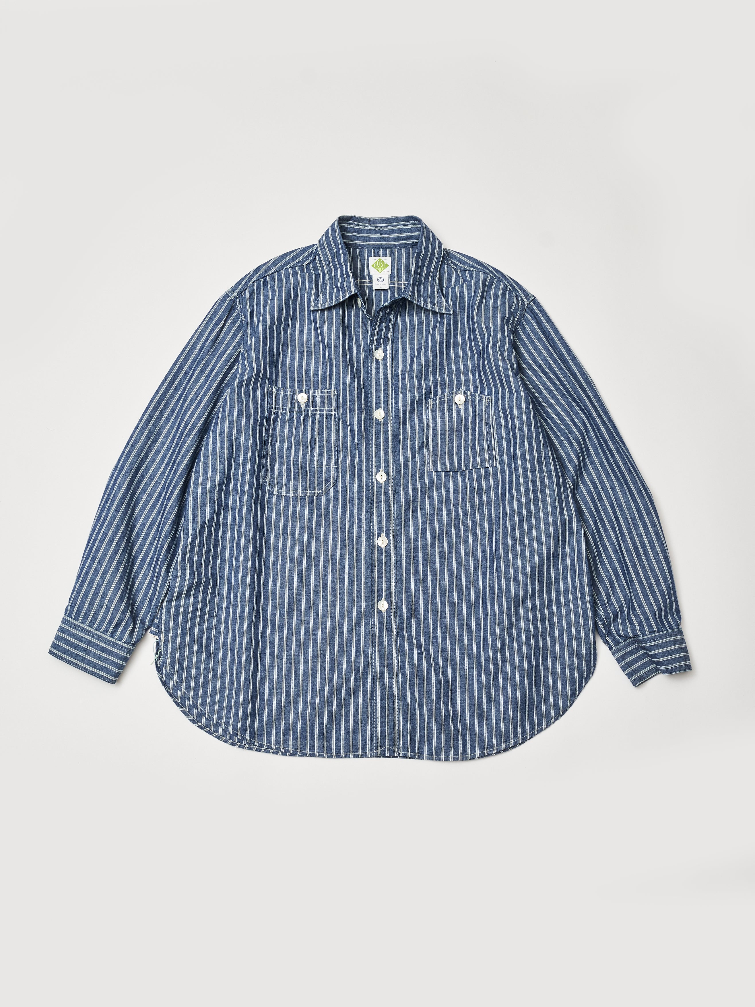 #1206-SC No.6 Shirt : stripe chambray indigo