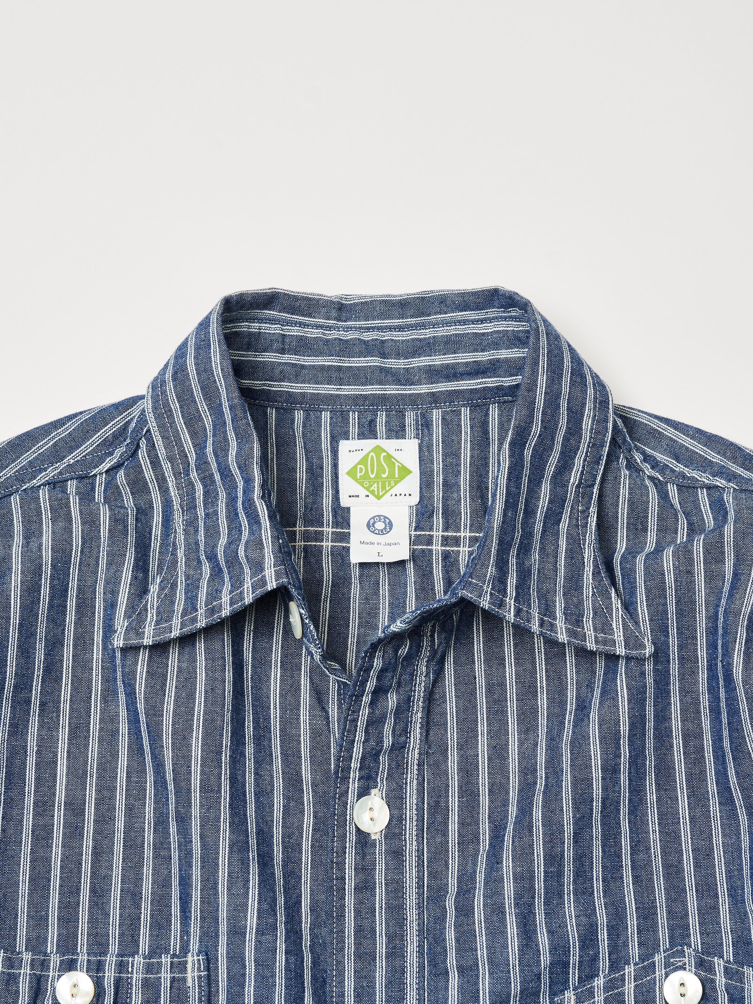 #1206-SC No.6 Shirt : stripe chambray indigo