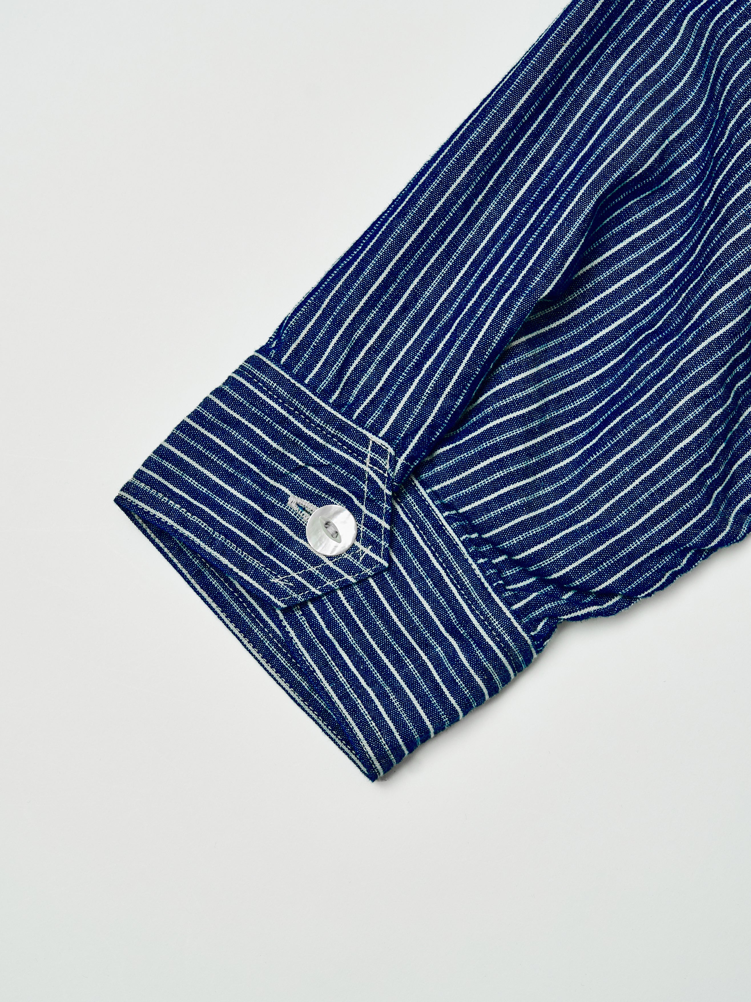 #1206-VCS No.6 Shirt : vintage calico stripe indigo