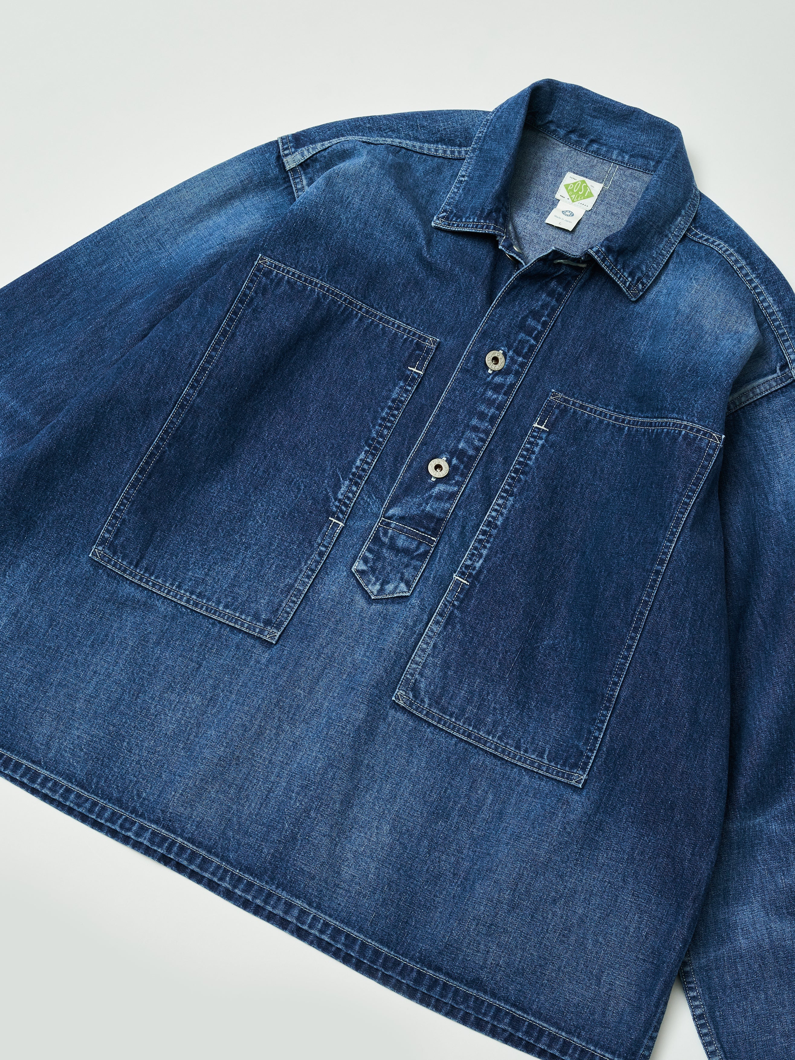 #1204-01W ARMY Shirt : 10 oz.denim indigo worn wash