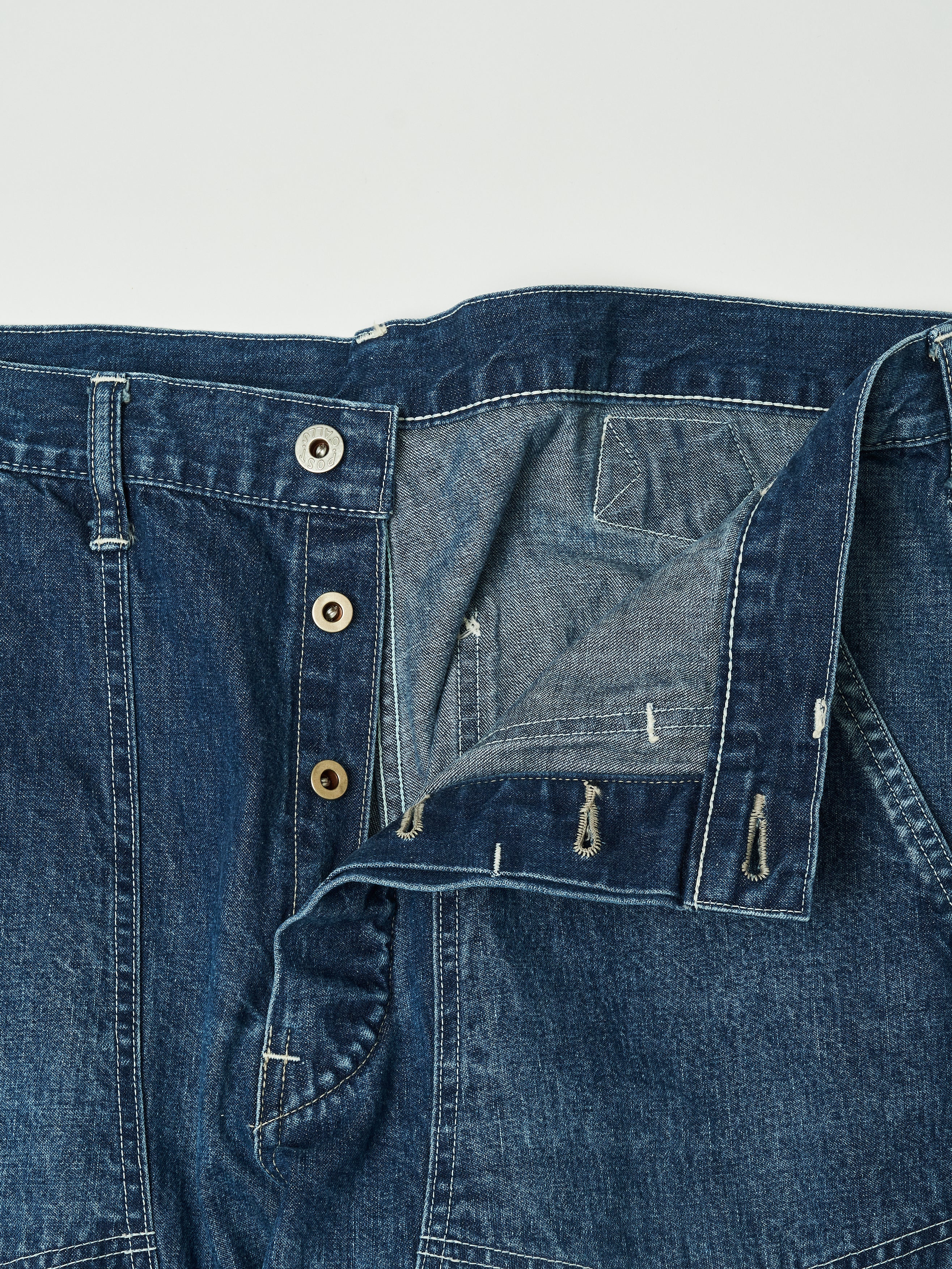 #1302-01W W-Knee Dungarees : 10 oz.denim indigo worn wash