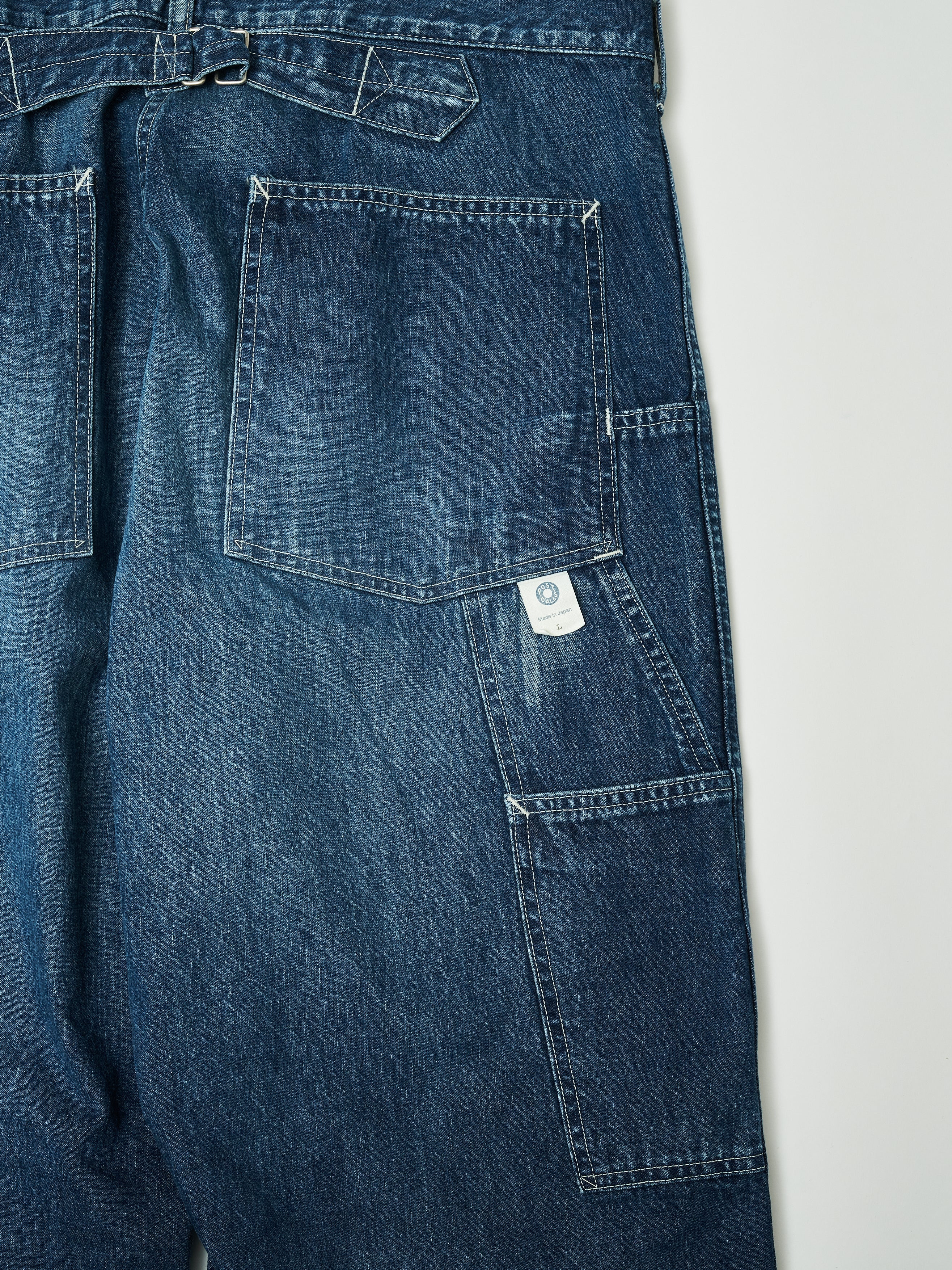 #1302-01W W-Knee Dungarees : 10 oz.denim indigo worn wash