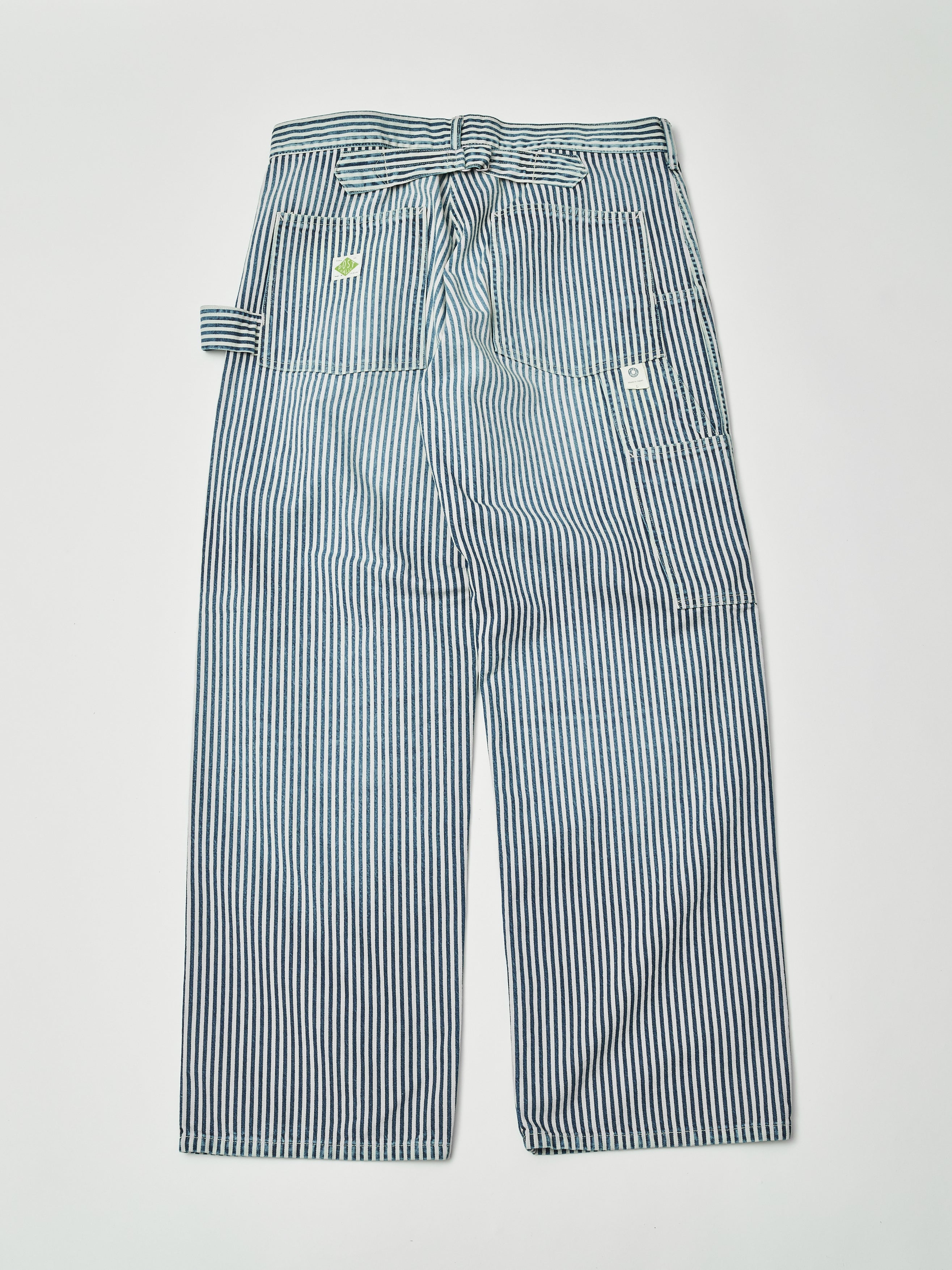 #1302-03W W-Knee Dungarees : hickory stripe indigo worn wash