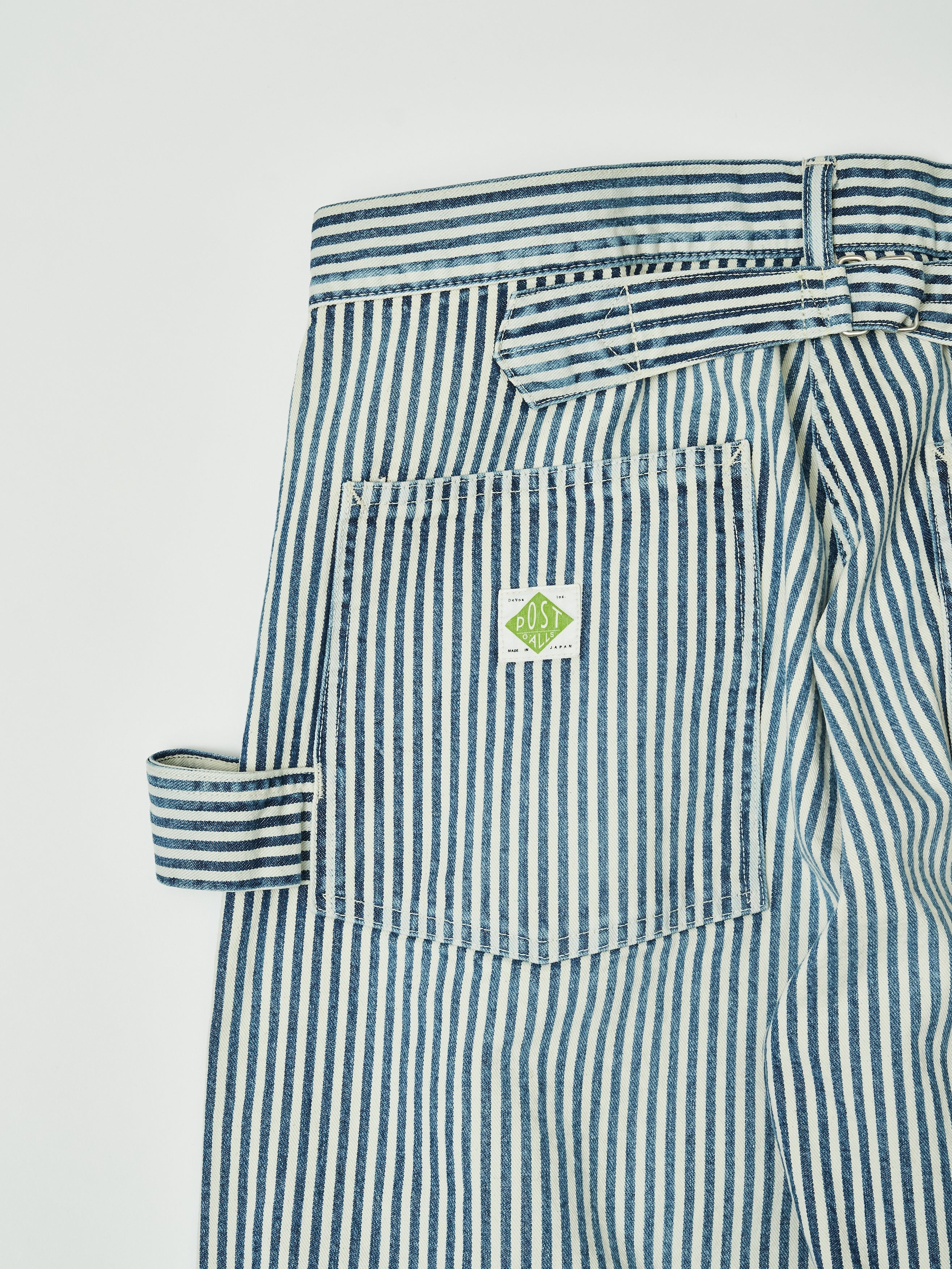 #1302-03W W-Knee Dungarees : hickory stripe indigo worn wash