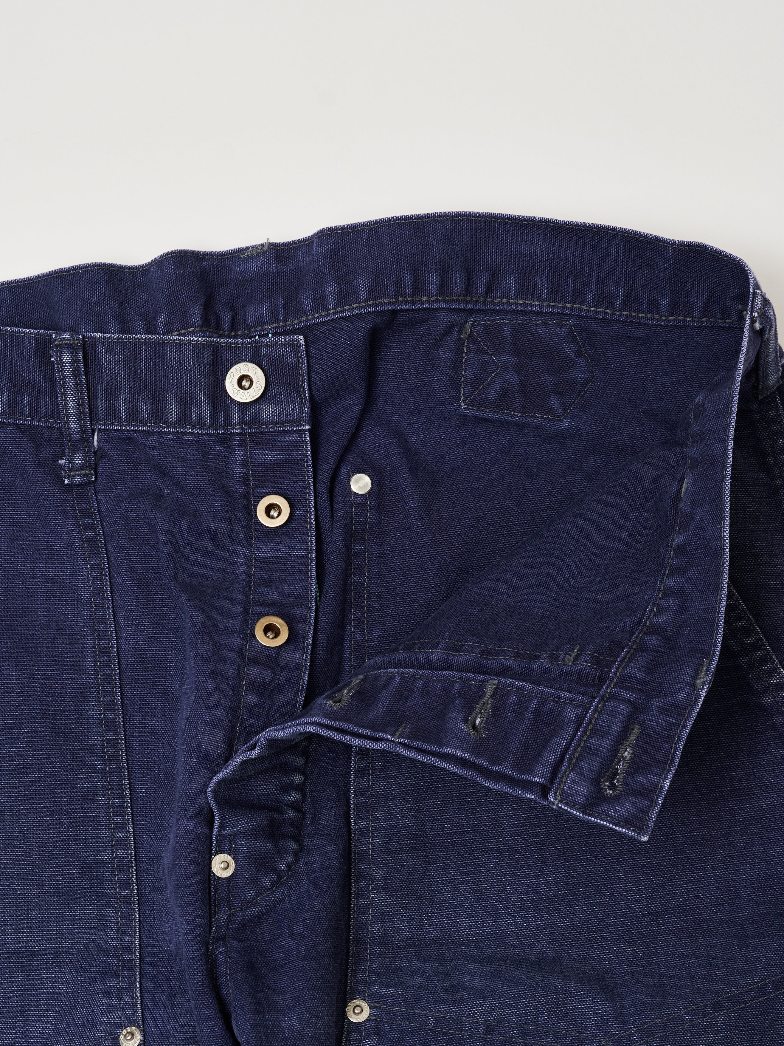 #1302-CN W-Knee Dungarees : vintage canvas navy bio stone wash