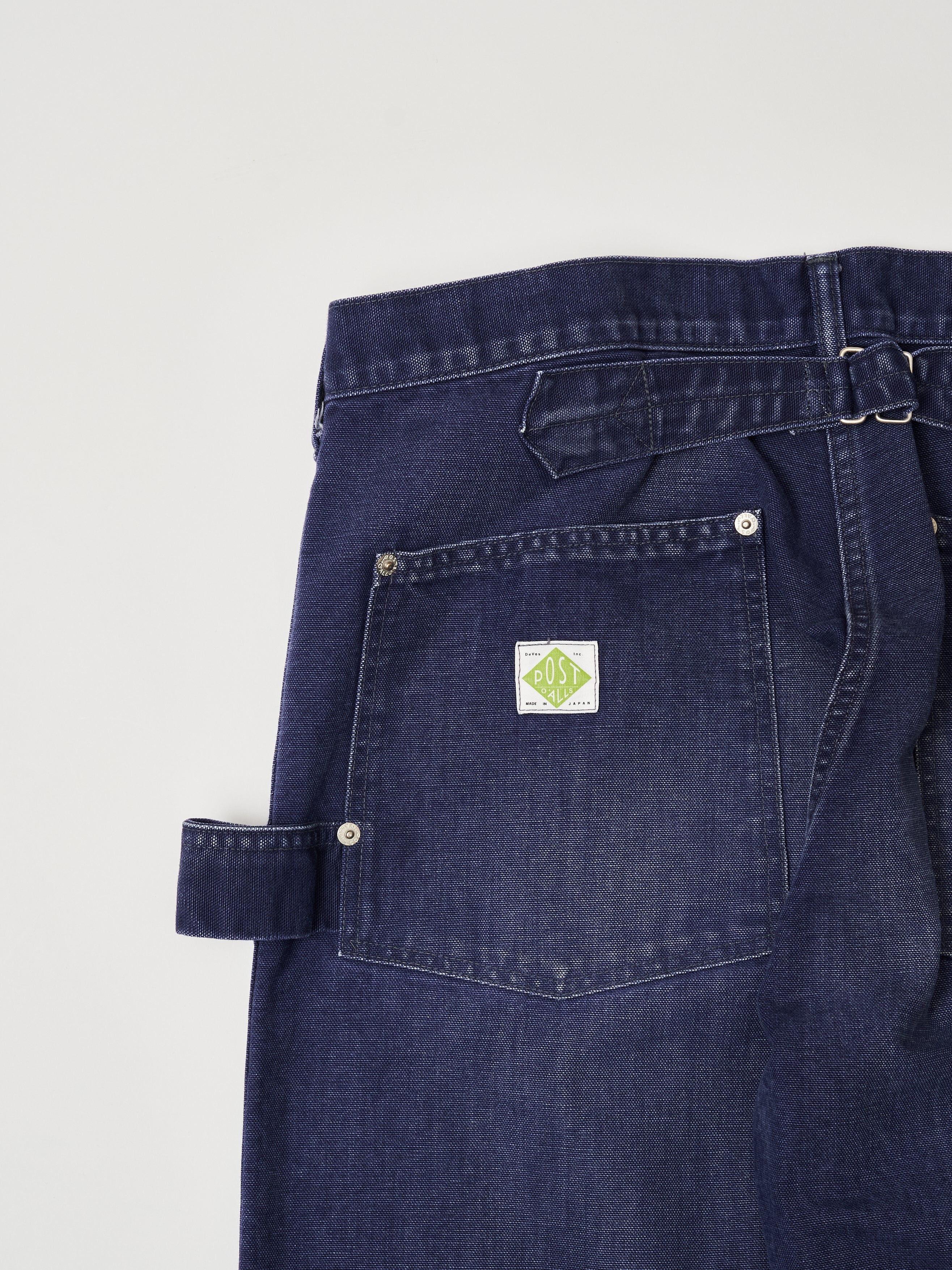 #1302-CN W-Knee Dungarees : vintage canvas navy bio stone wash