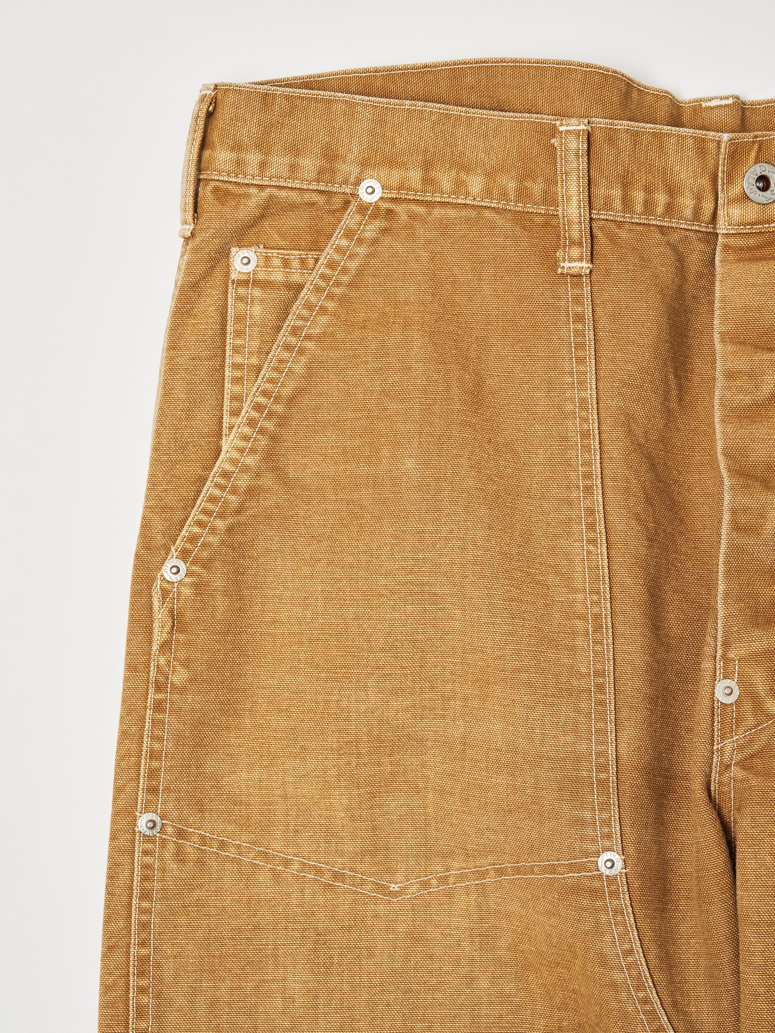 #1302-CR W-Knee Dungarees : vintage canvas brown bio stone wash