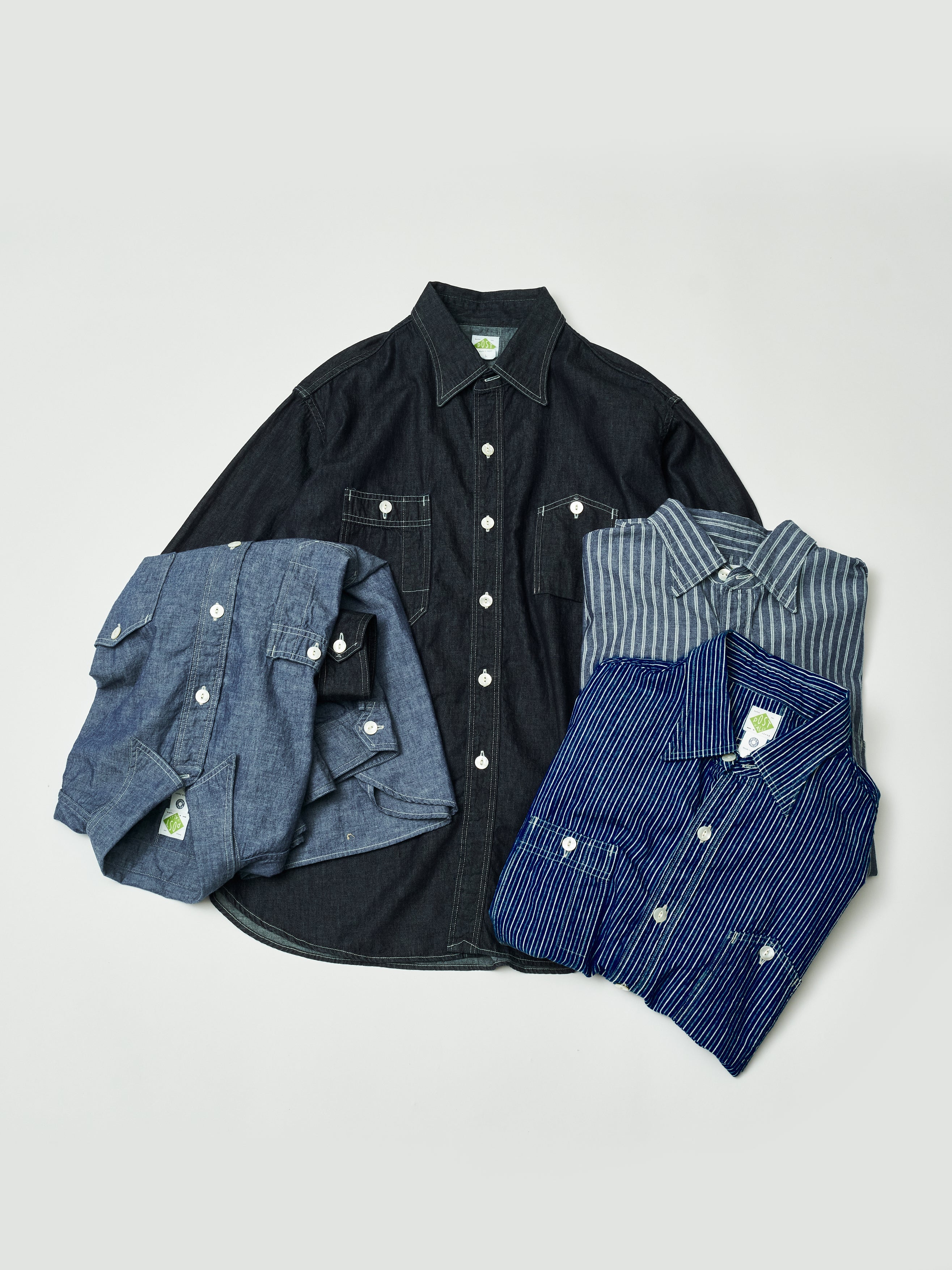 #1206-VCS No.6 Shirt : vintage calico stripe indigo