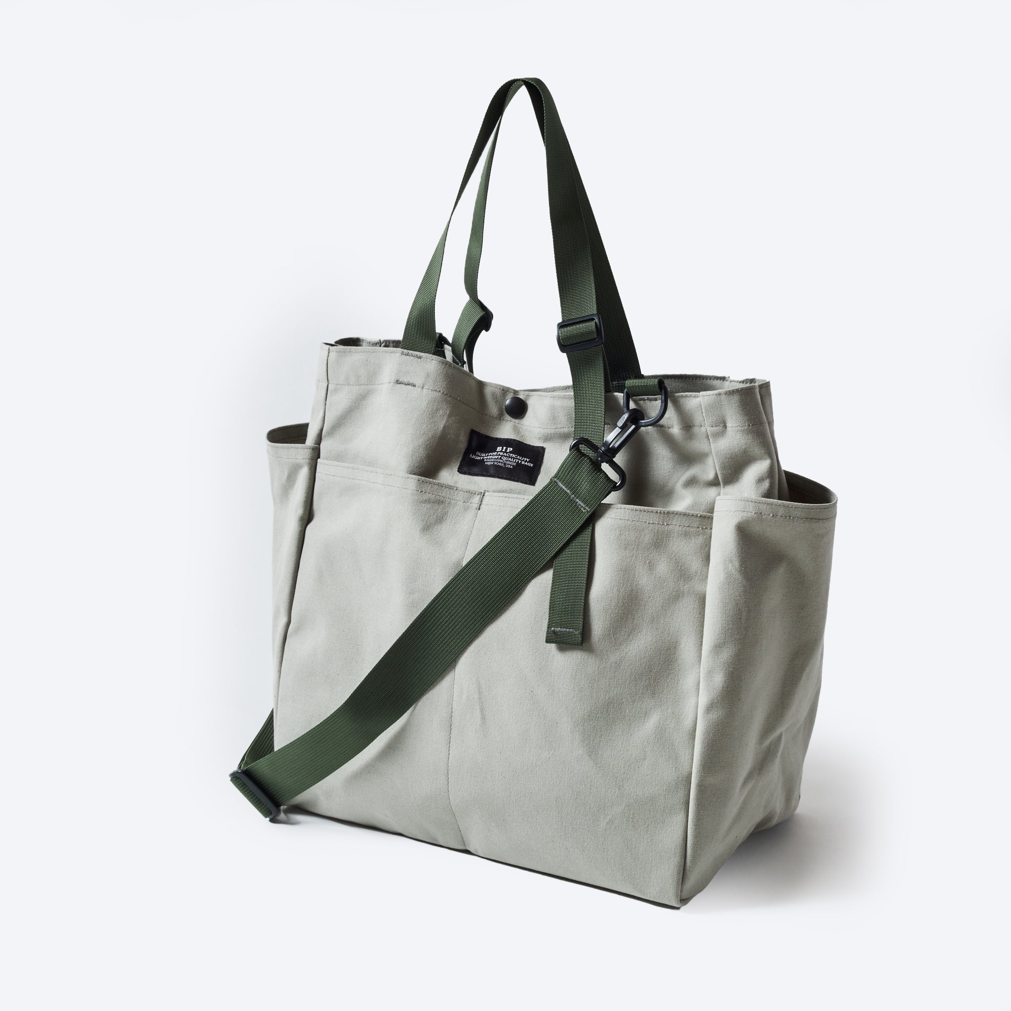BIP021-PG BAGSINPROGRESS x Post O'Alls Carry-all Beach Bag : sunforger cotton canvas pearl grey