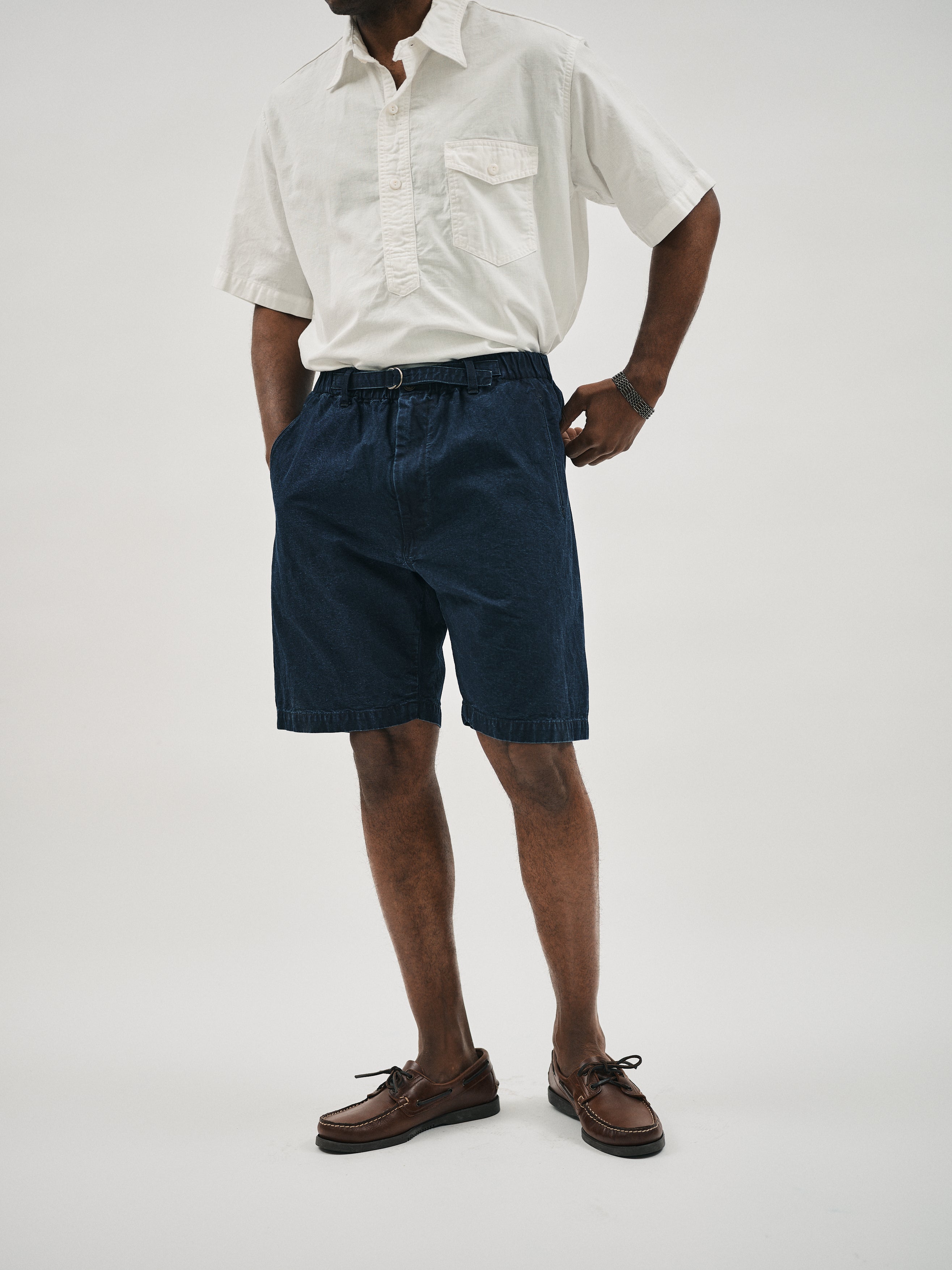 #3307CPS-VIC POST Coach Shorts : vintage indigo canvas deep washed indigo