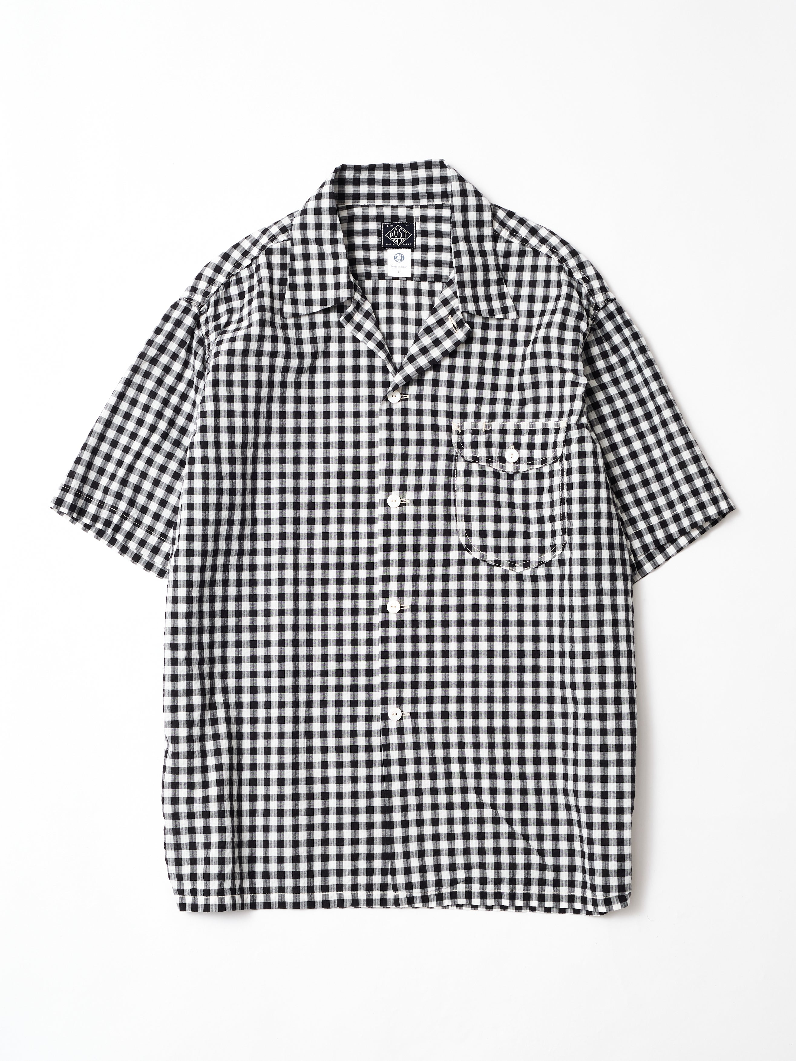 #1207BS-DG New Basic Shirt S/S : dobby gingham black_1