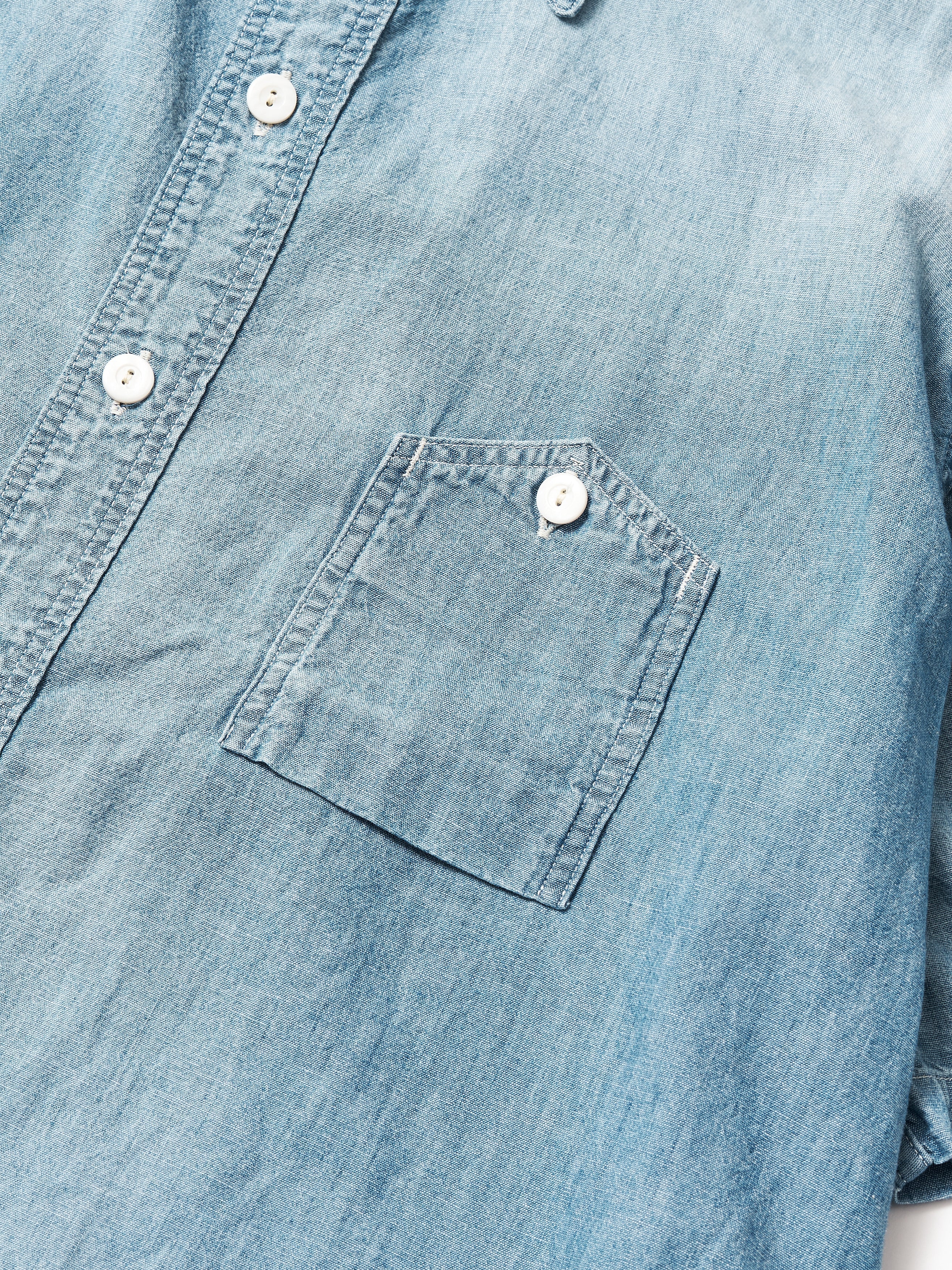 #1206S-11W No.6 Shirt S/S : chambray indigo worn wash_2