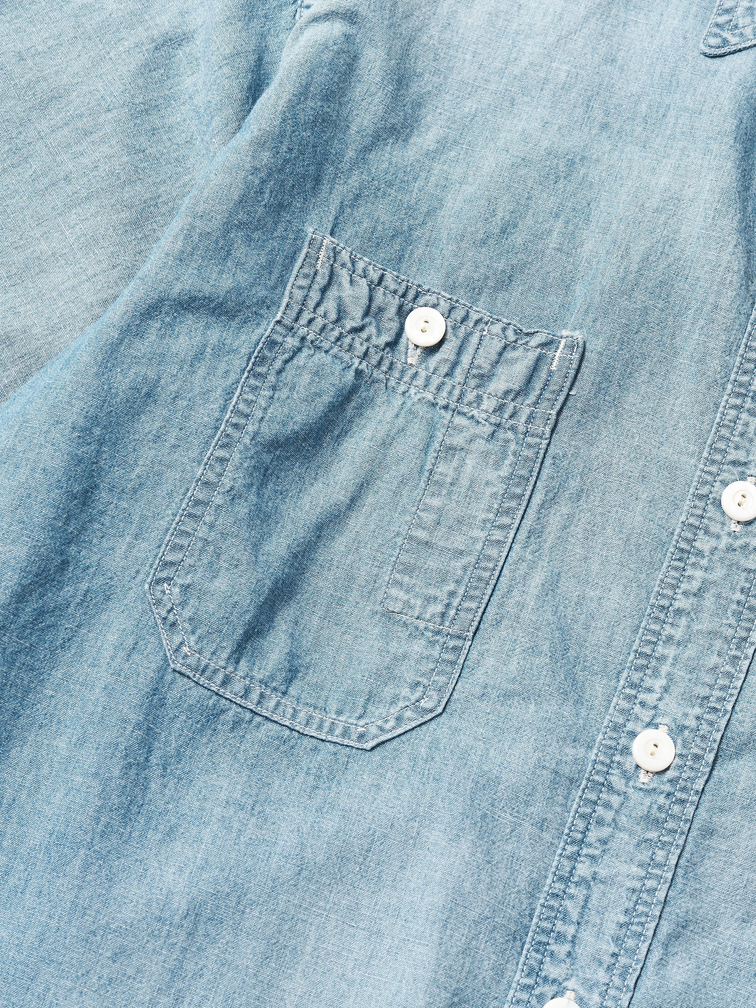 #1206S-11W No.6 Shirt S/S : chambray indigo worn wash_3