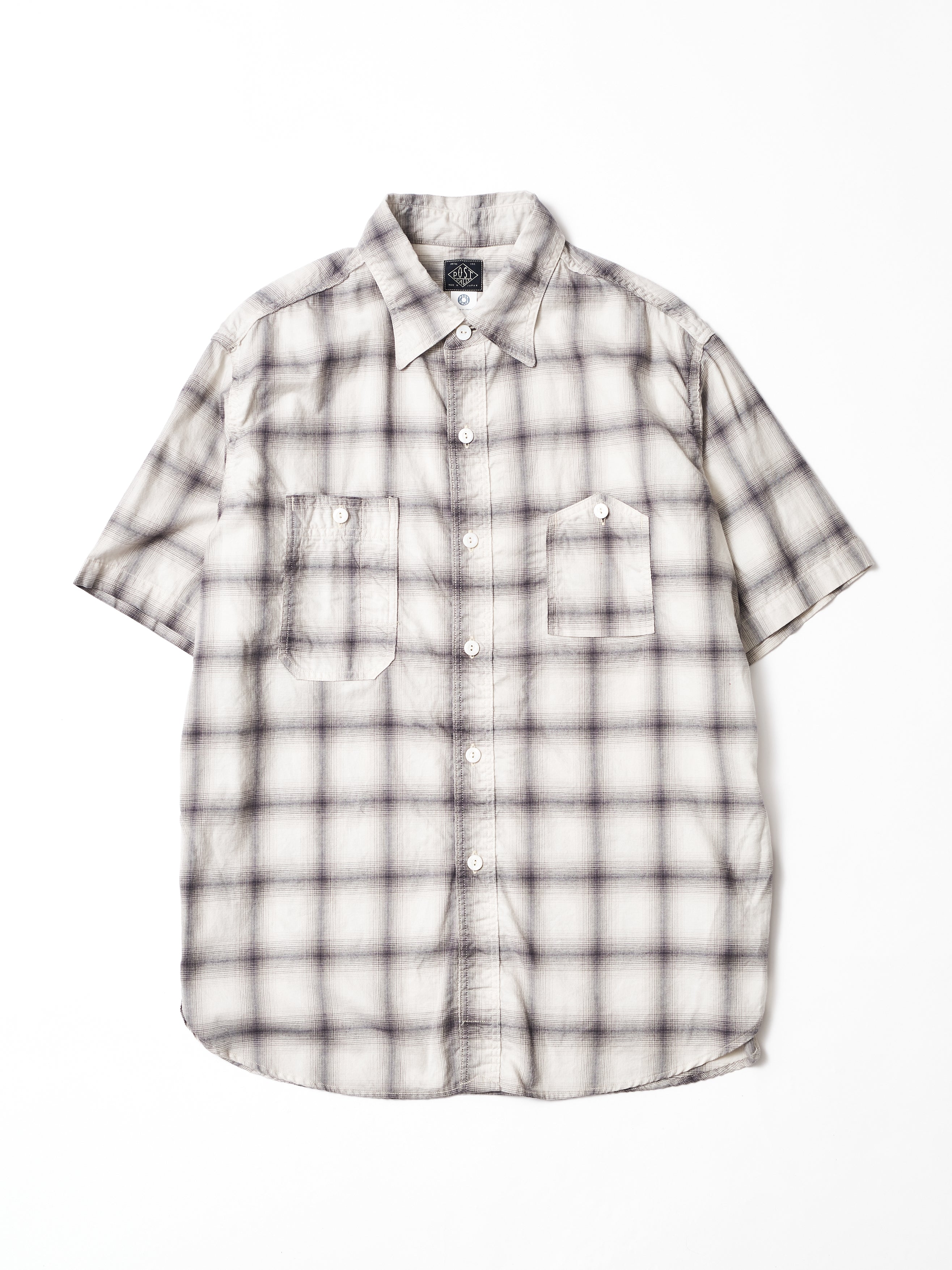 #1206S-HW No.6 Shirt S/S : hombre check white_1