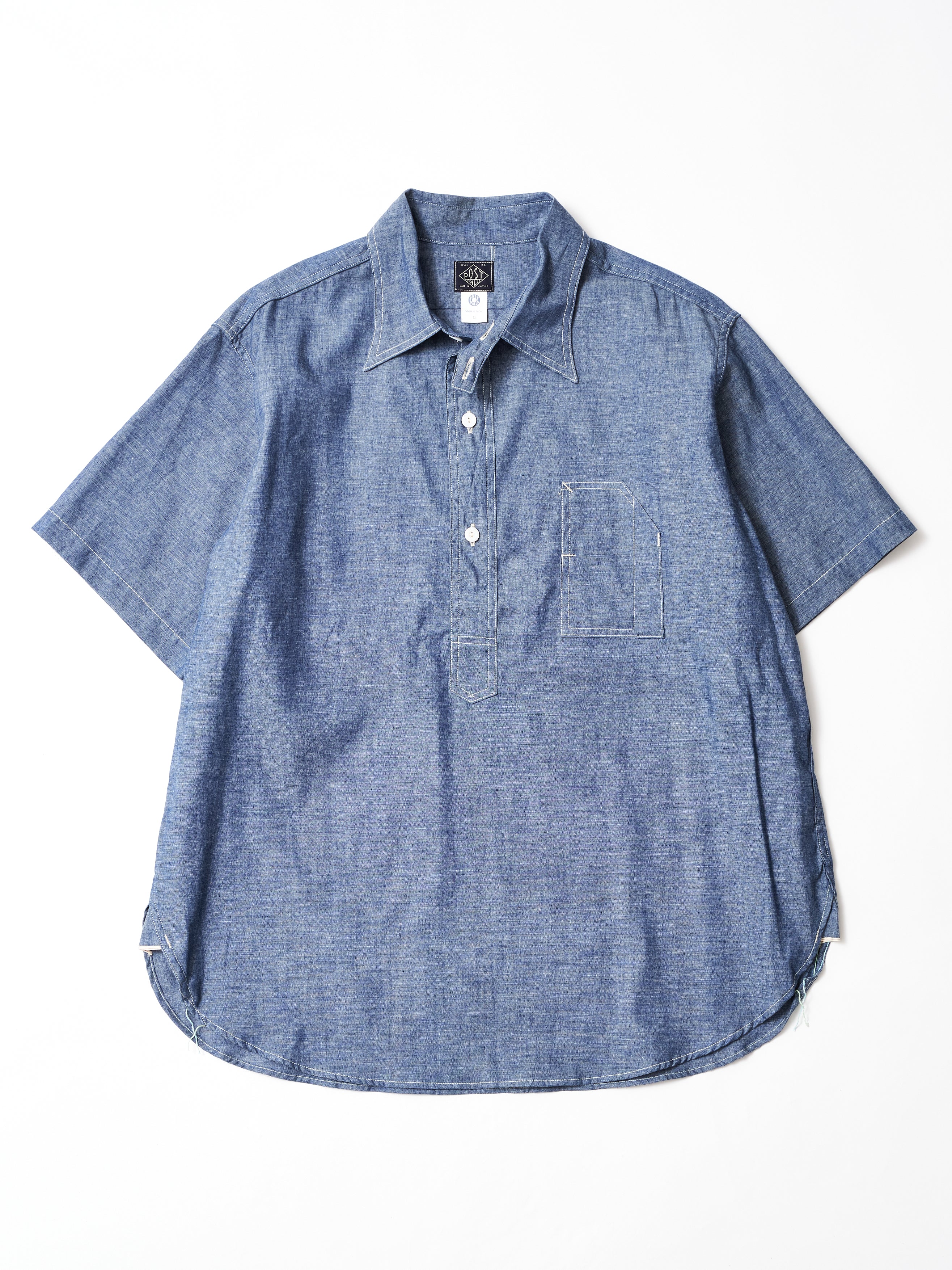 #1201S-11 No.1 Shirt S/S : chambray indigo rigid_1