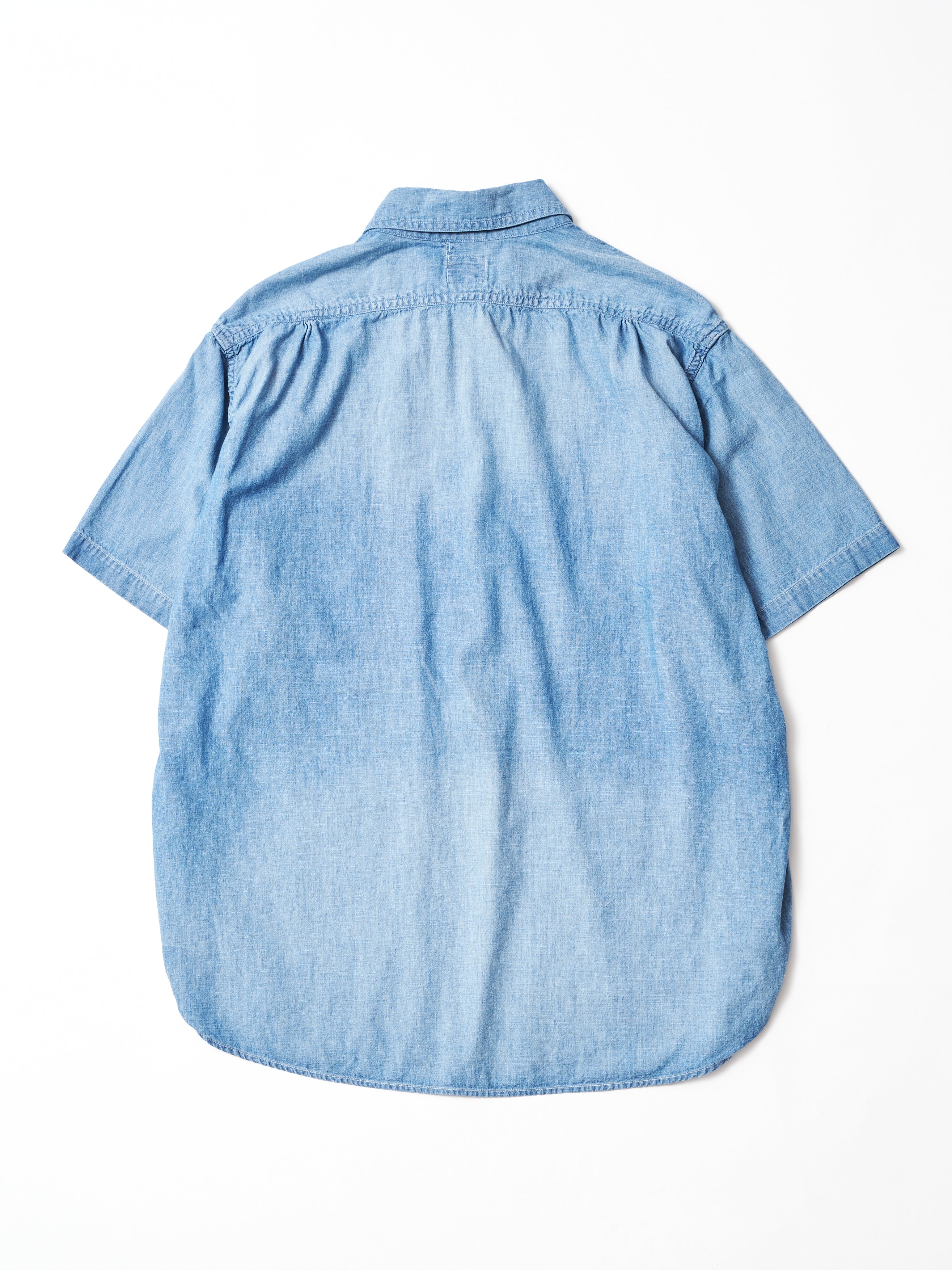 #1201S-11W No.1 Shirt S/S : chambray indigo worn wash_3