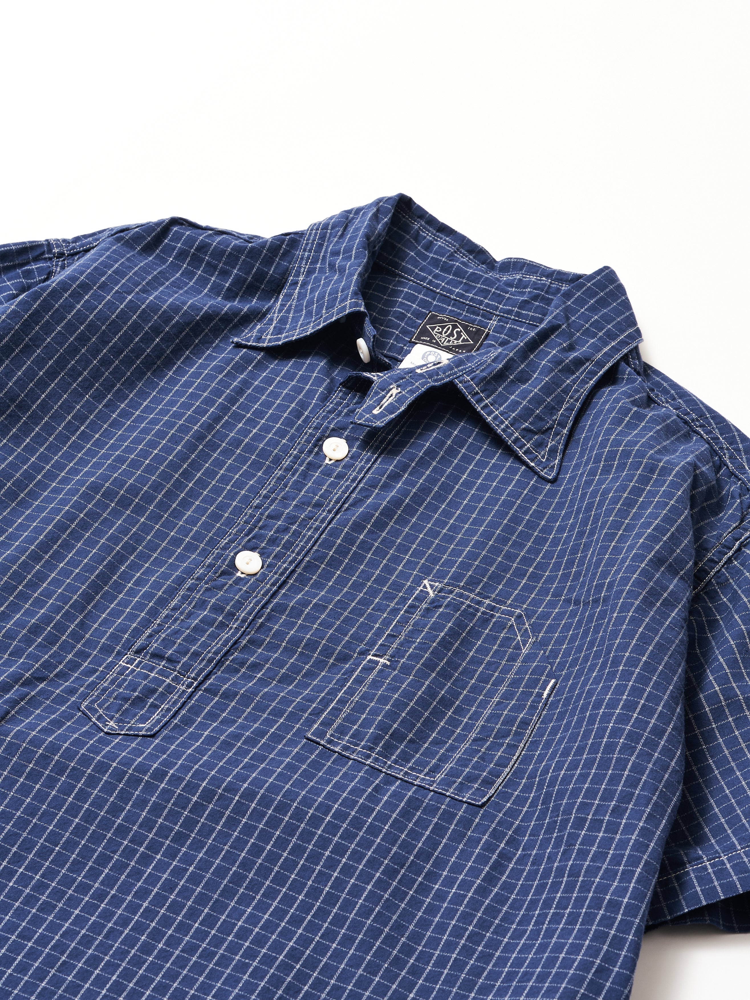 #1201S-GN No.1 Shirt S/S : graph chambray navy_3