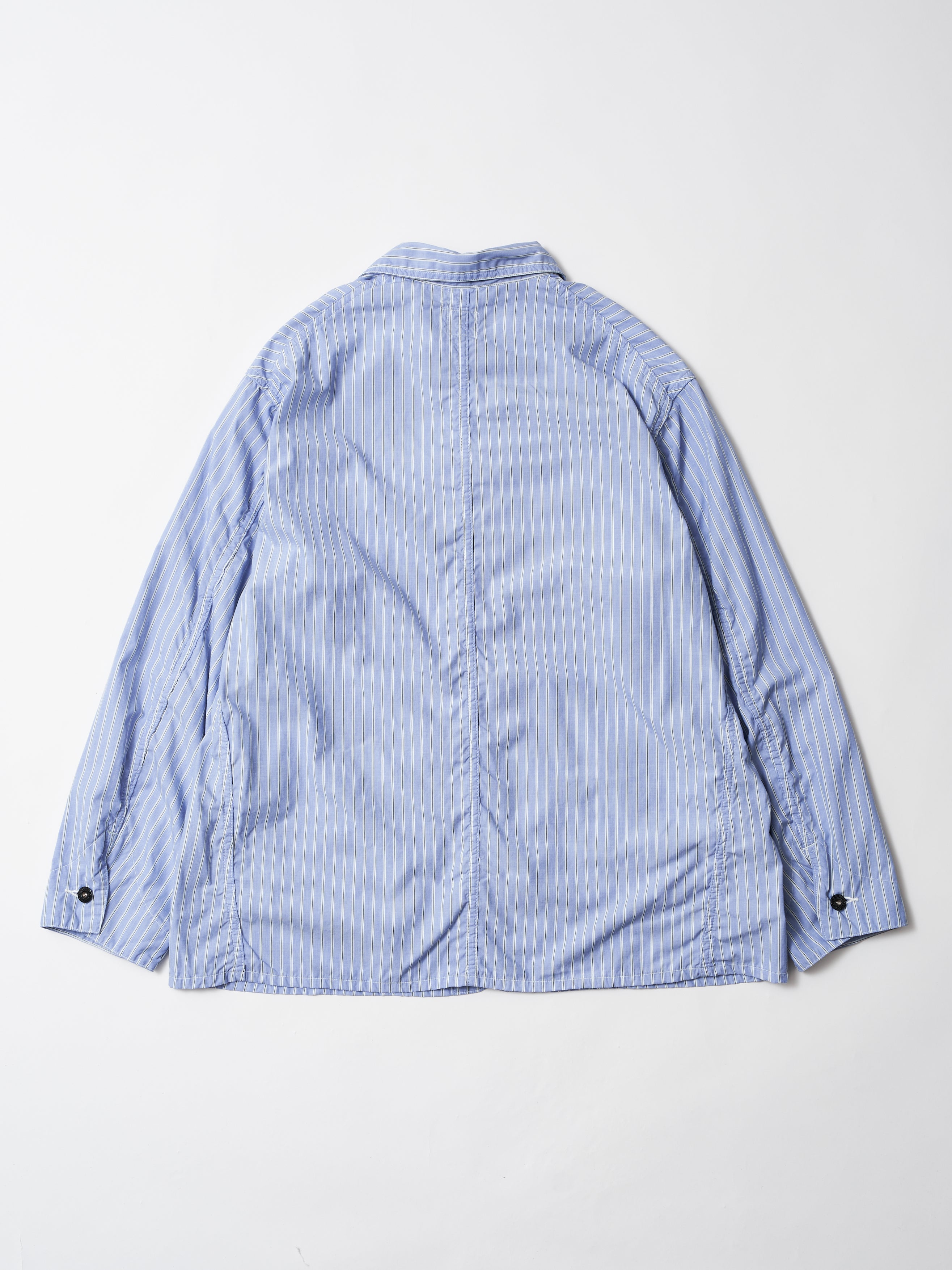 #3143-SS1 ODDBALL : stripe shirting x feather chambray blue_4