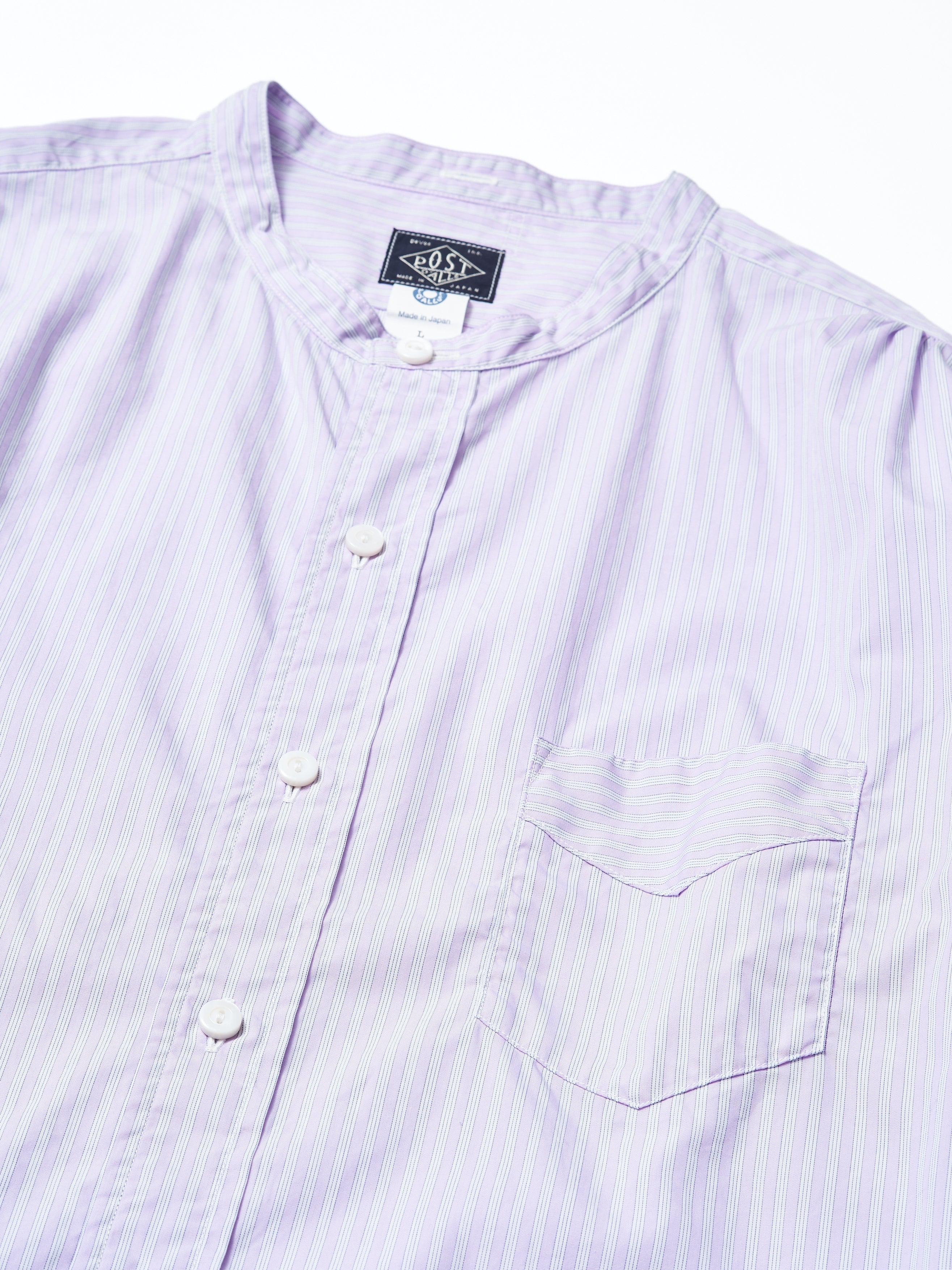 #3232B-SS2 Original Band Collar Shirt : stripe shirting purple_2