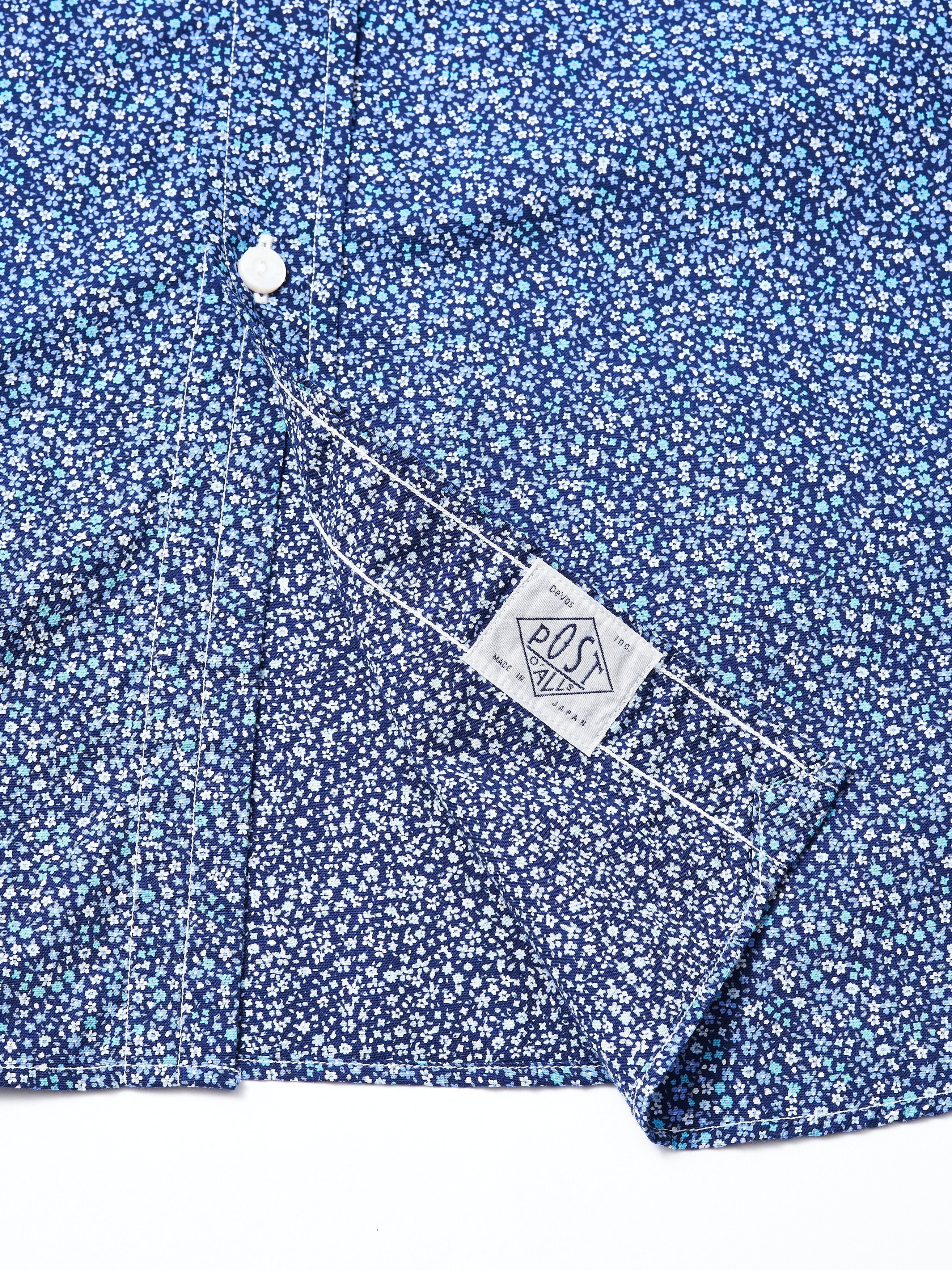 #3232B-F1 Original Band Collar Shirt : flower navy_3