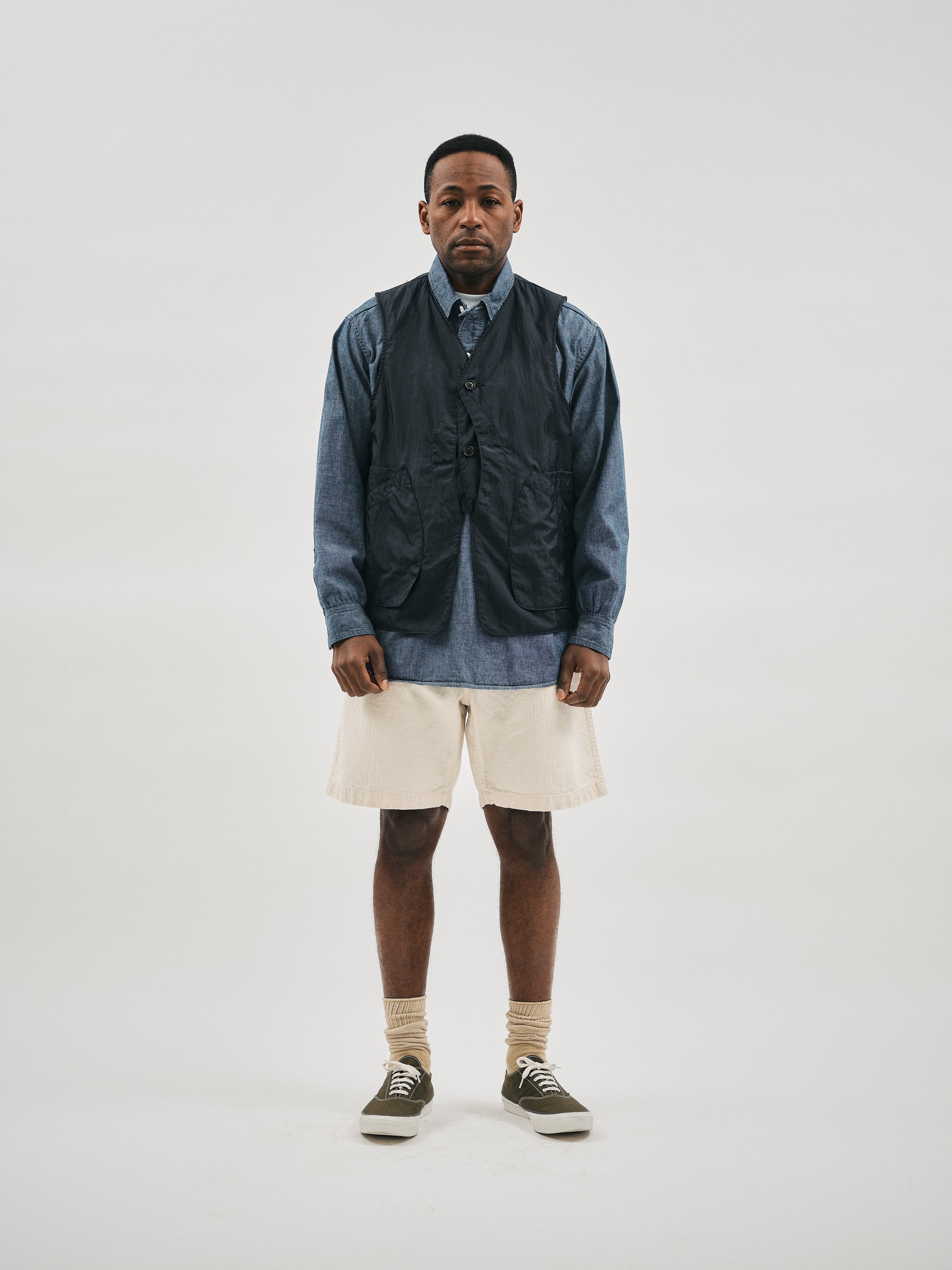 #3503-CNB DEE Vest 2 : crinkle nylon taffeta black