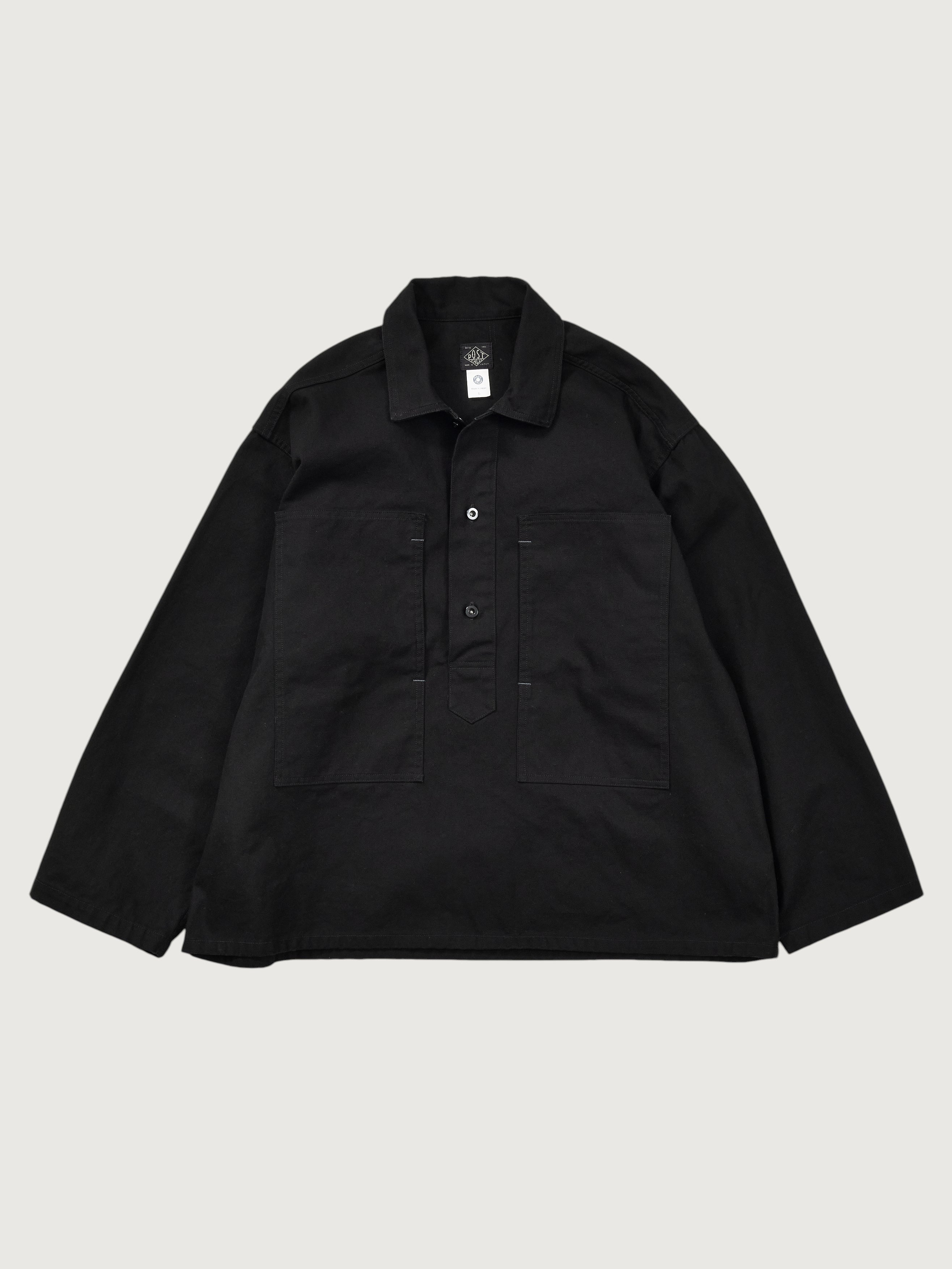 #1204-CSB ARMY Shirt : cotton serge black