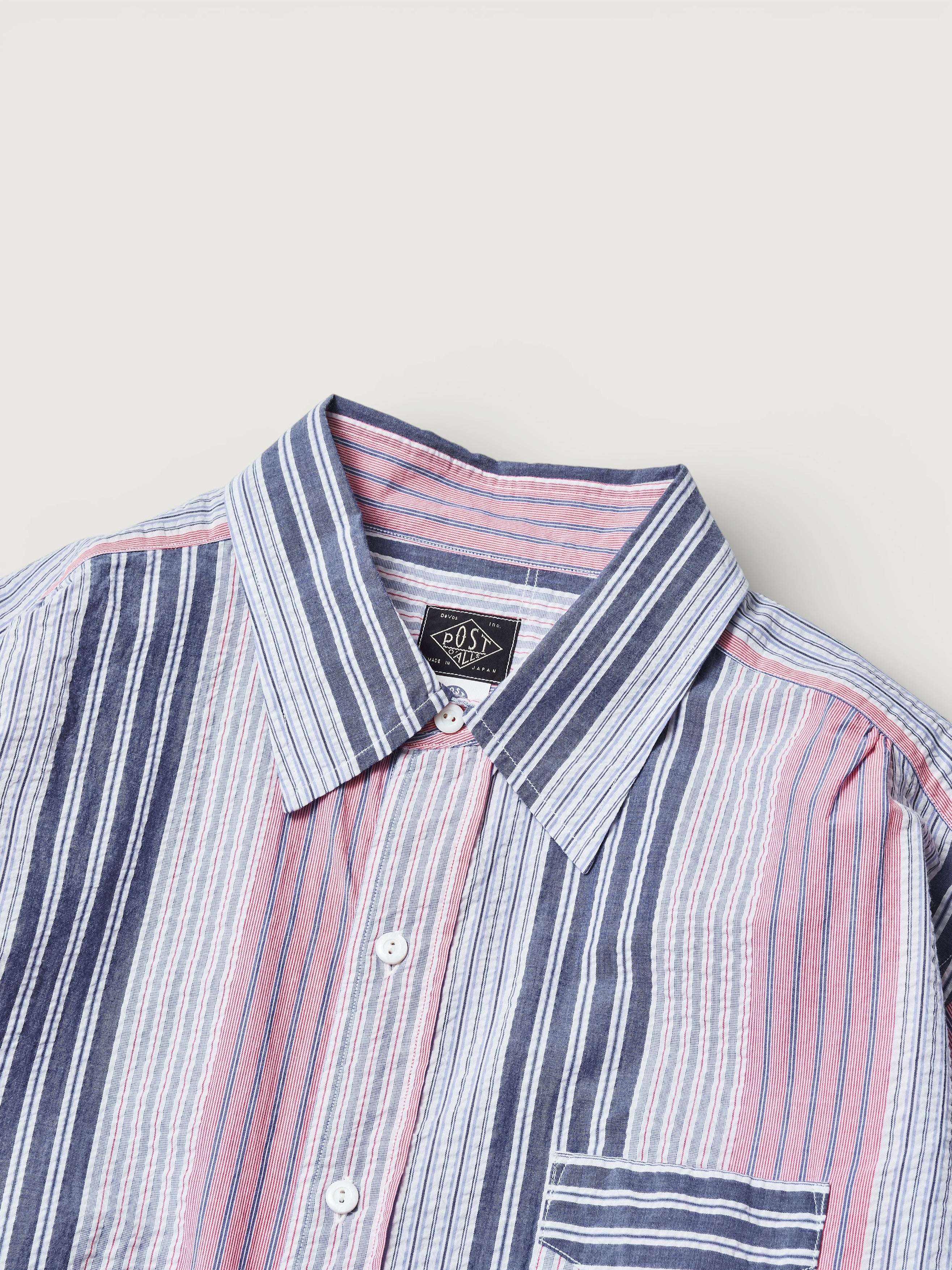 #3232-SP4 Original BL Shirt : cotton / poly seersucker stripe navy / red