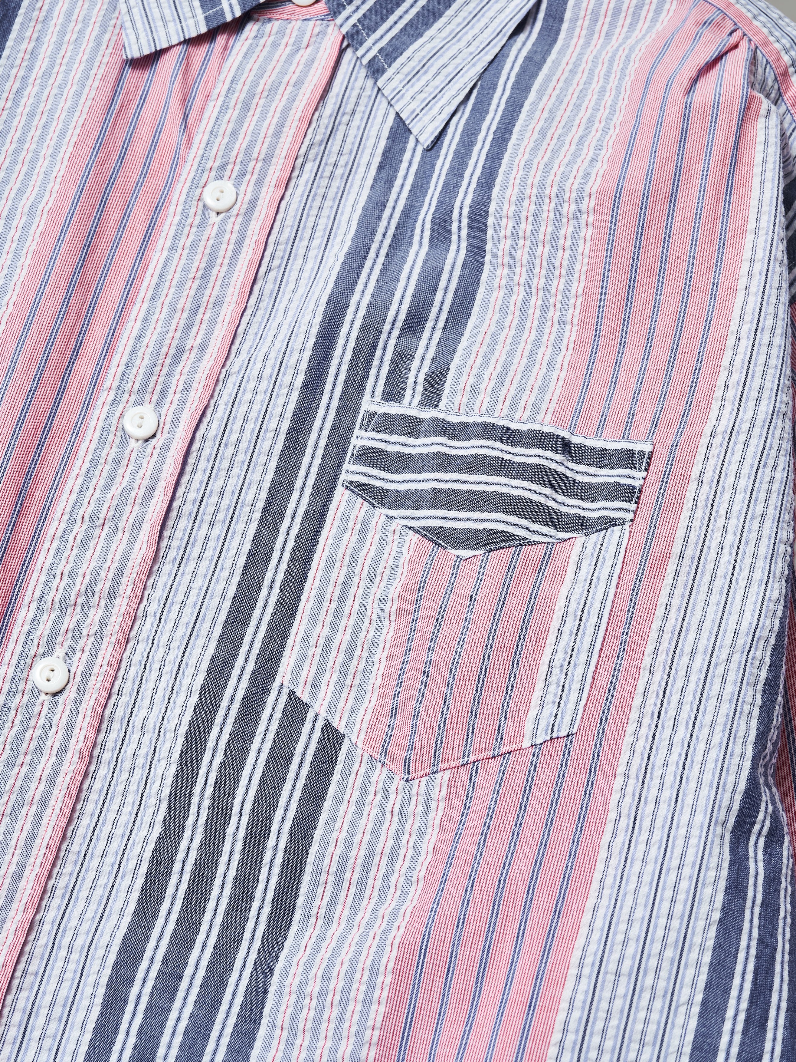 #3232-SP4 Original BL Shirt : cotton / poly seersucker stripe navy / red