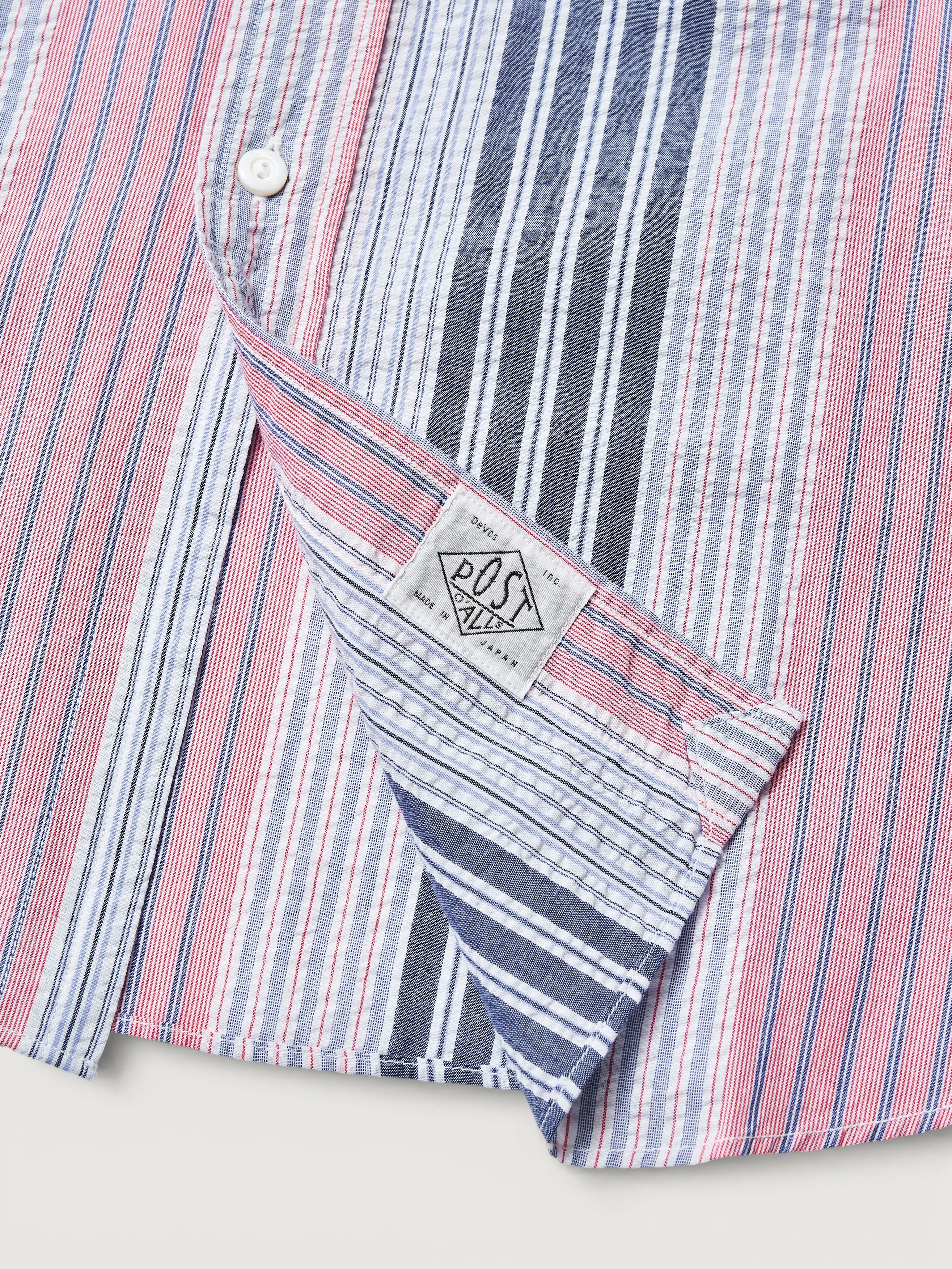 #3232-SP4 Original BL Shirt : cotton / poly seersucker stripe navy / red