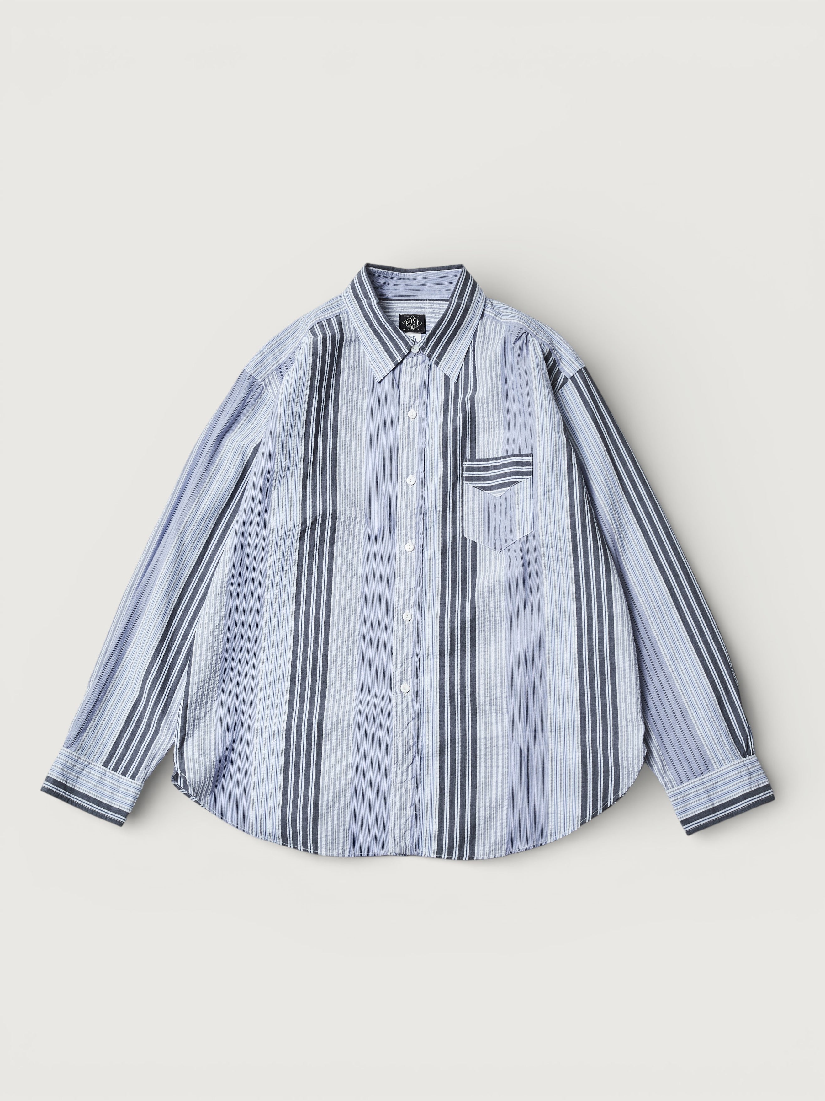 #3232-SP3 Original BL Shirt : cotton / poly seersucker stripe navy