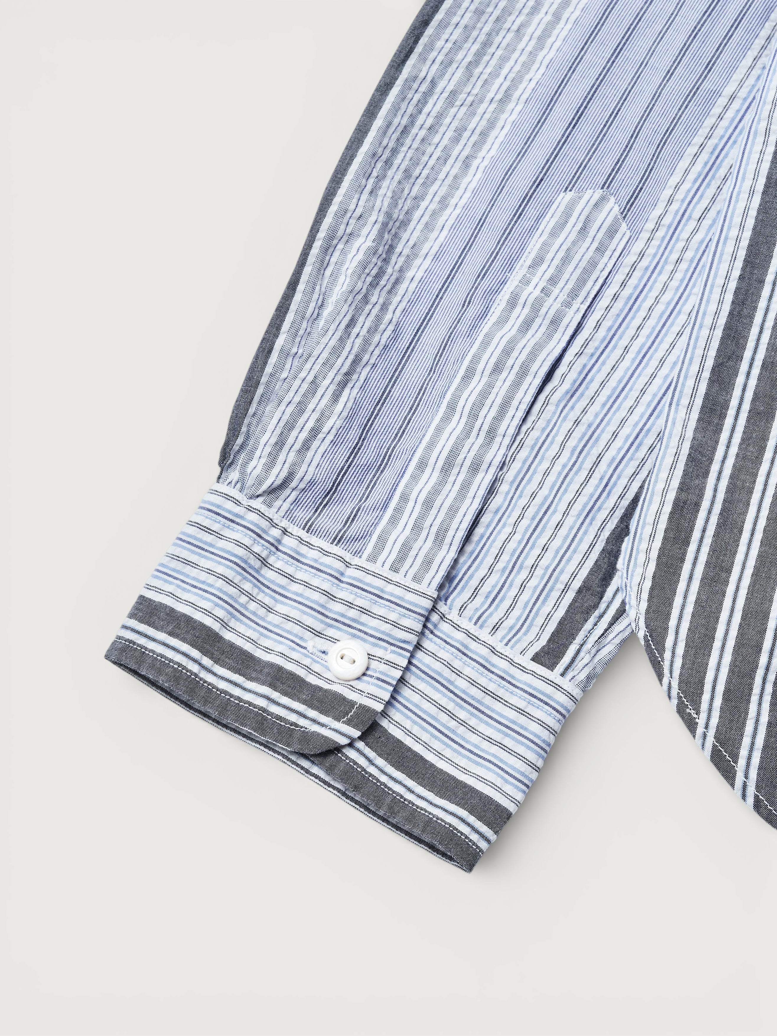 #3232-SP3 Original BL Shirt : cotton / poly seersucker stripe navy