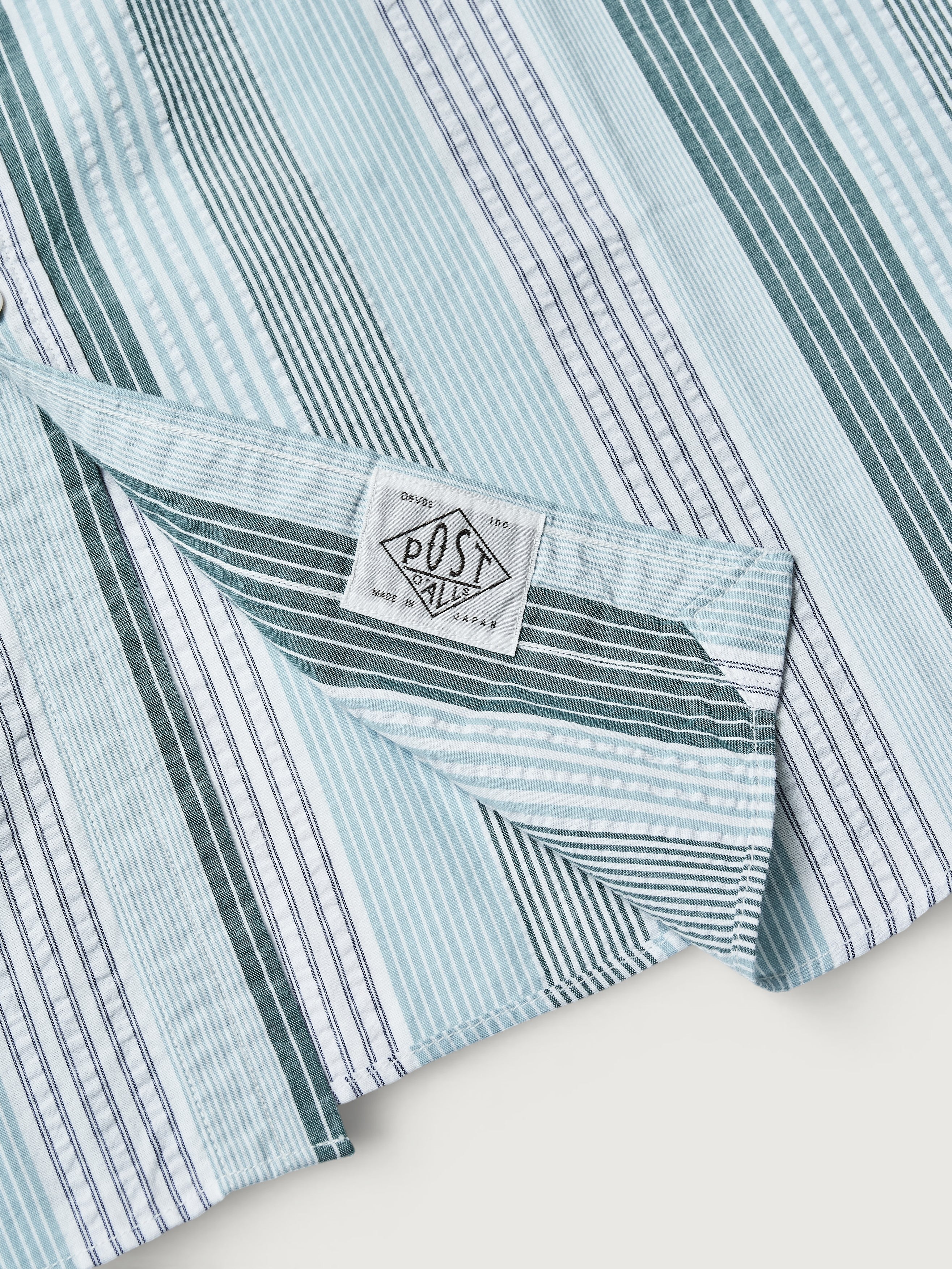 #3232-SP2 Original BL Shirt : cotton / poly seersucker stripe green / navy