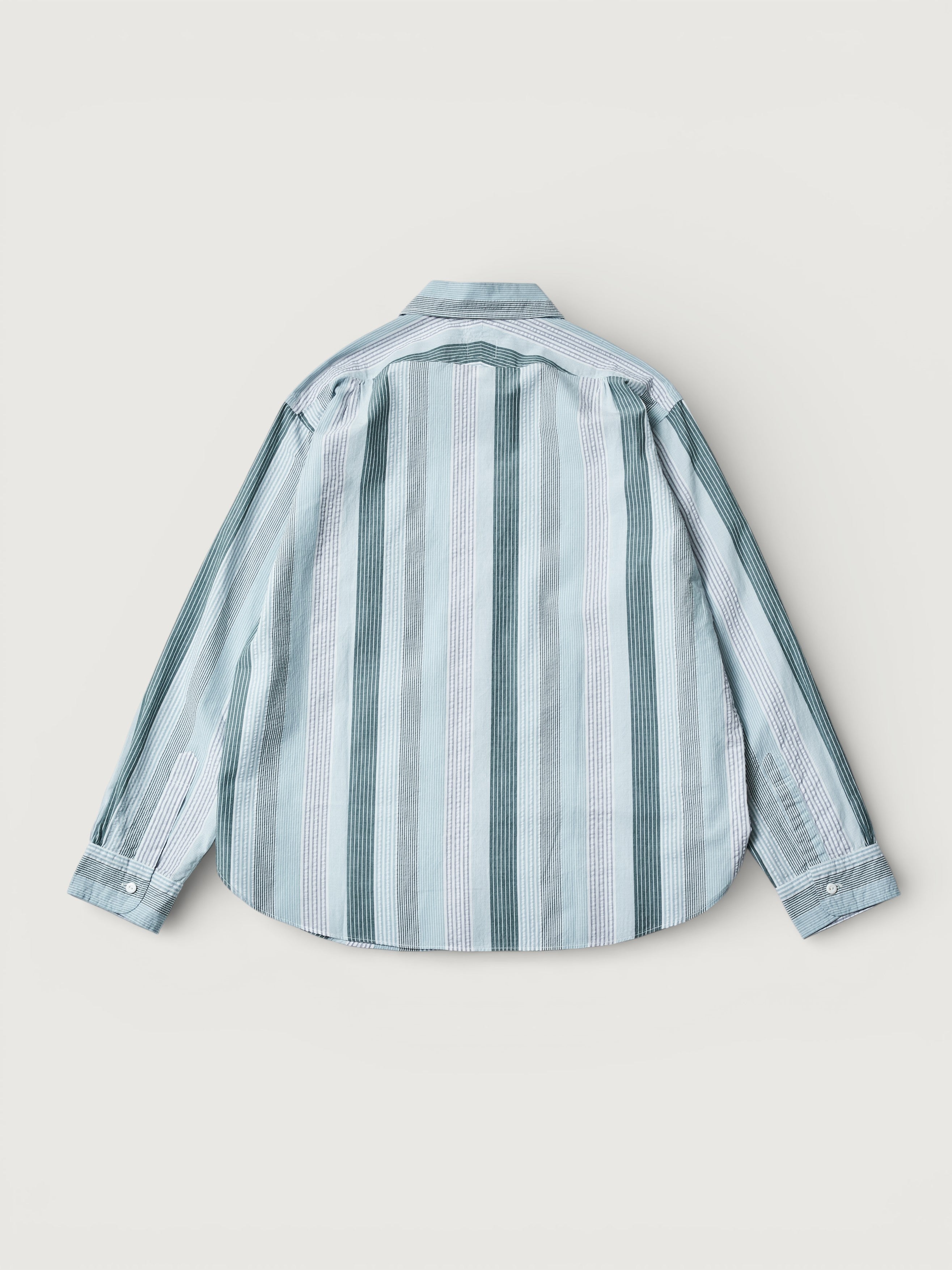 #3232-SP2 Original BL Shirt : cotton / poly seersucker stripe green / navy