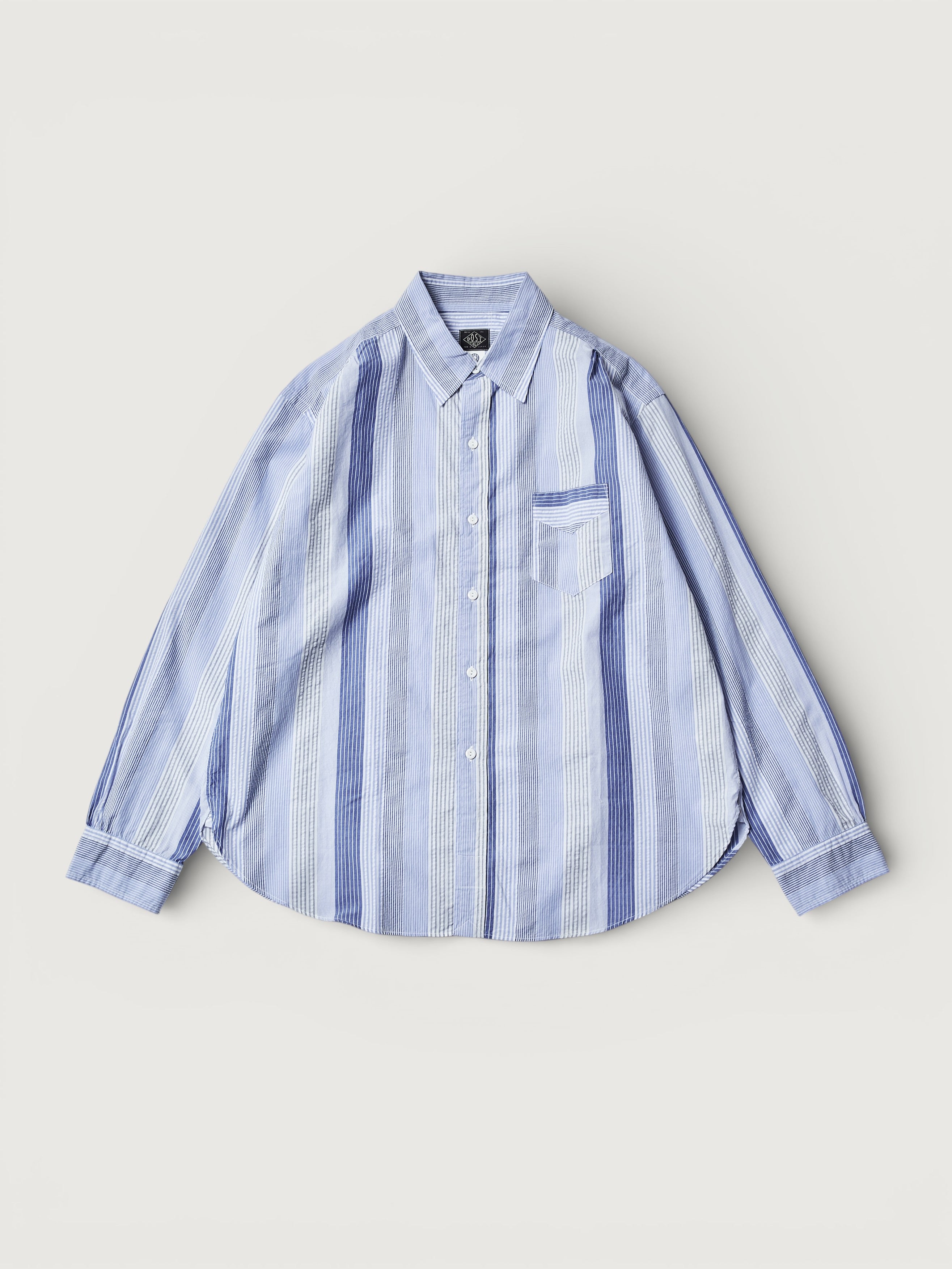#3232-SP1 Original BL Shirt : cotton / poly seersucker stripe blue