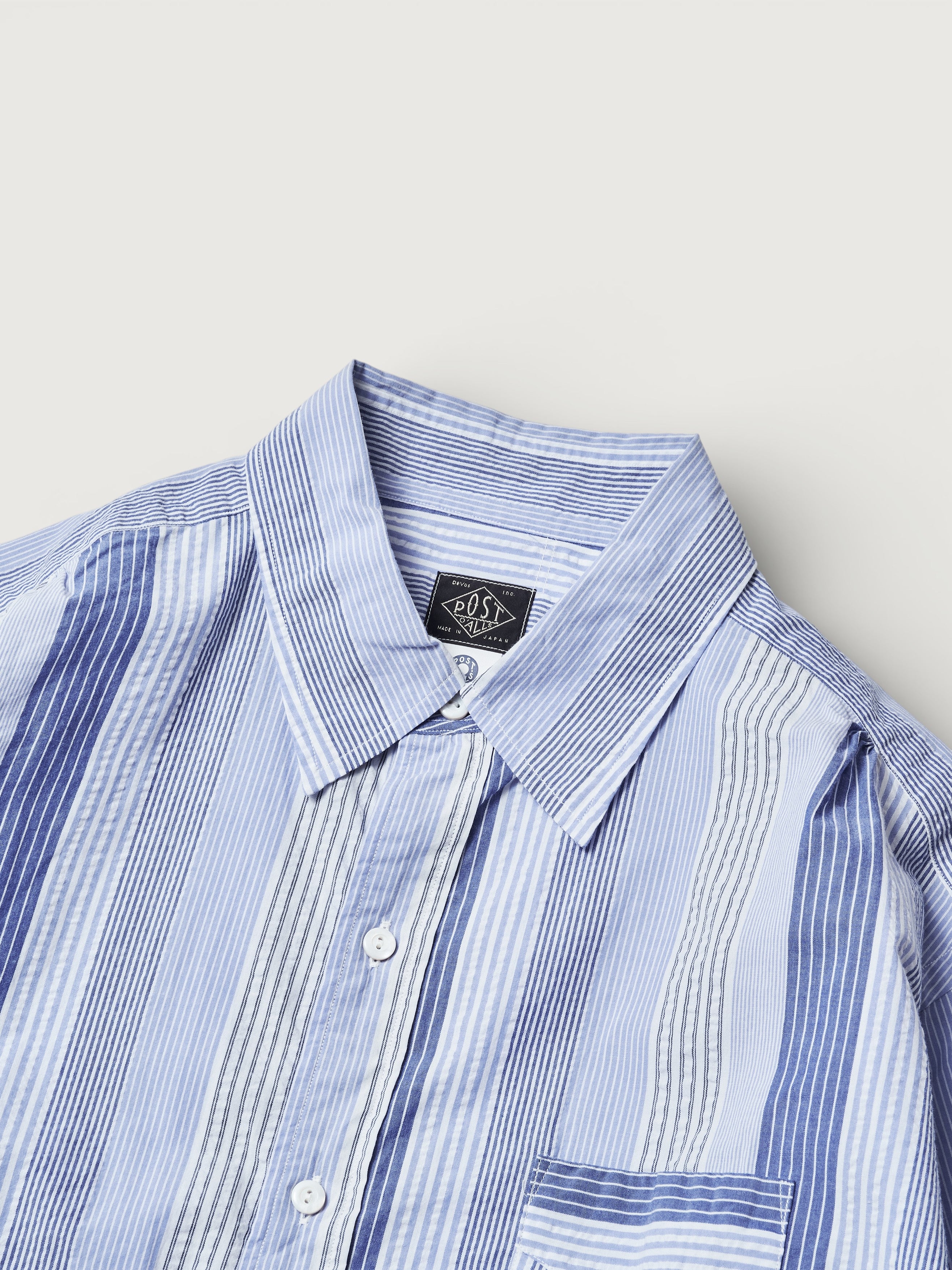 #3232-SP1 Original BL Shirt : cotton / poly seersucker stripe blue