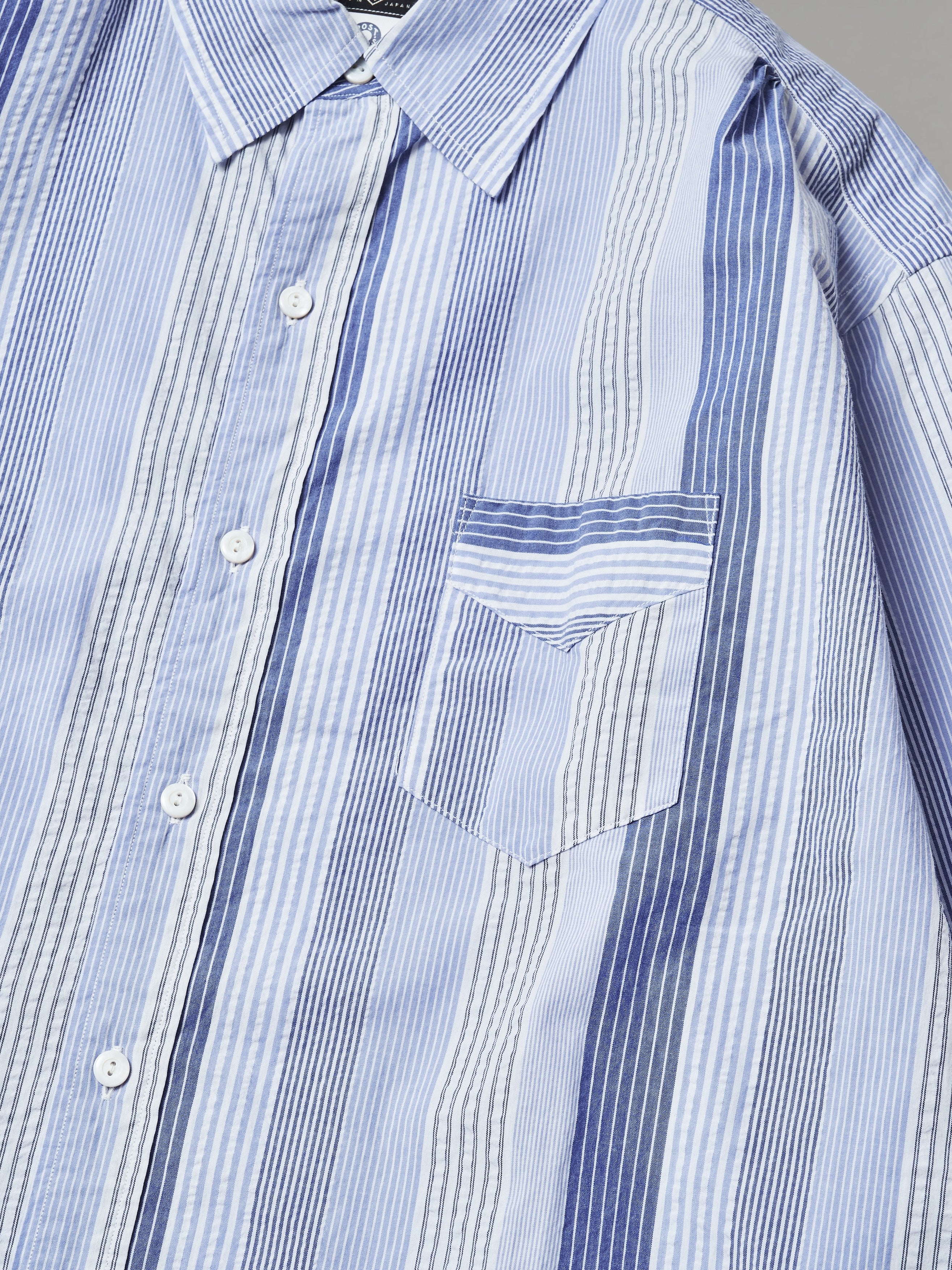 #3232-SP1 Original BL Shirt : cotton / poly seersucker stripe blue
